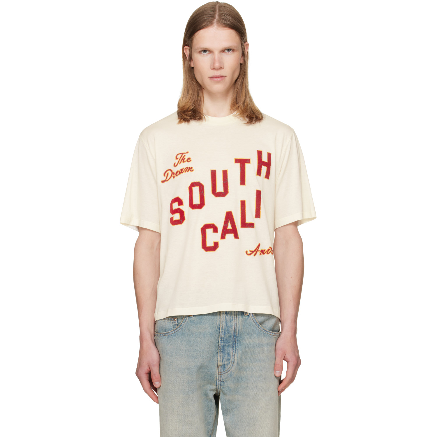AMIRI White 'South Cali' Crop T-shirt