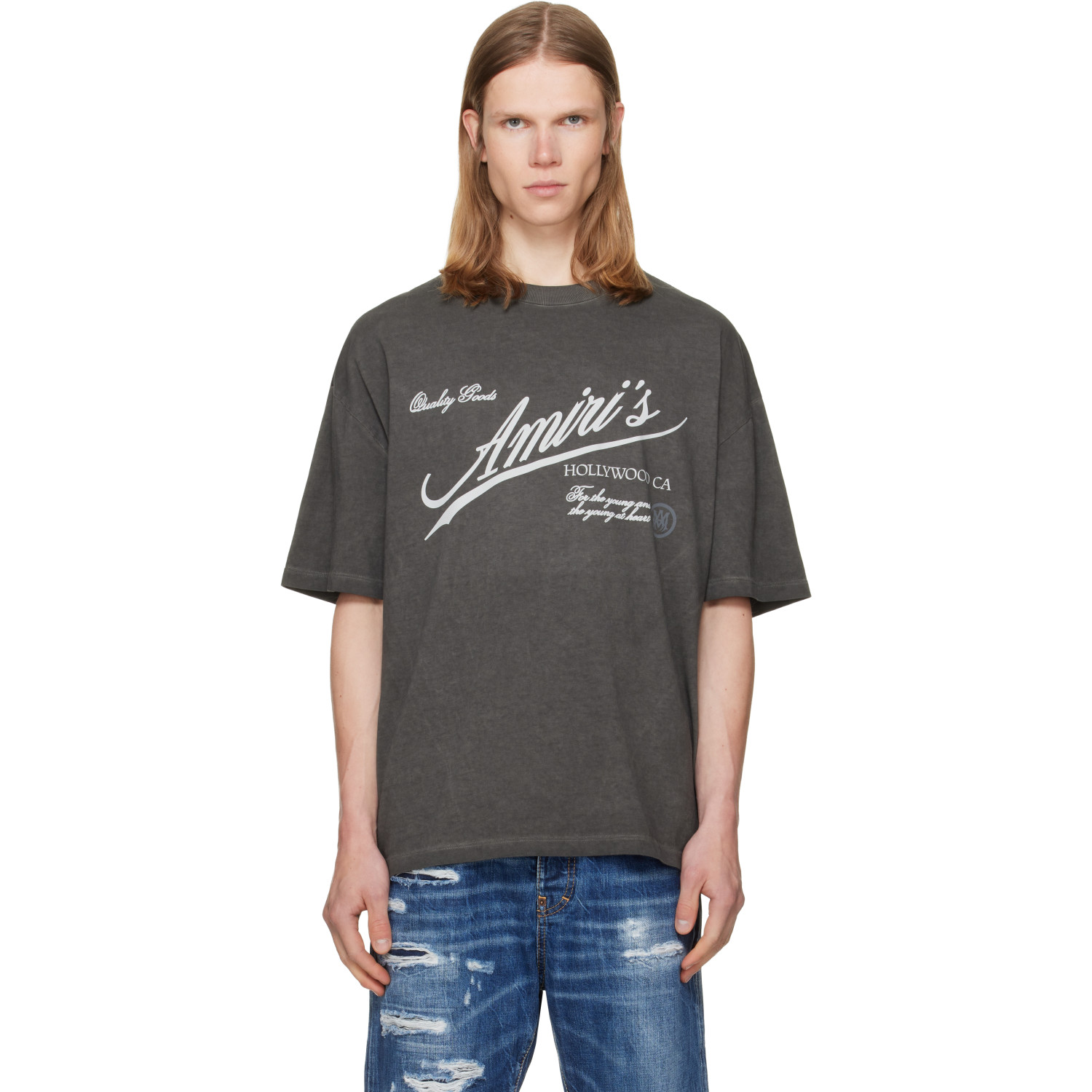AMIRI Gray 'AMIRI Quality Goods' Oversized T-shirt