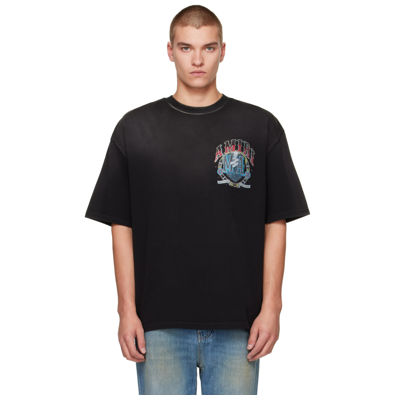AMIRI Black Crystal 'Amiri' Hollywood T-shirt