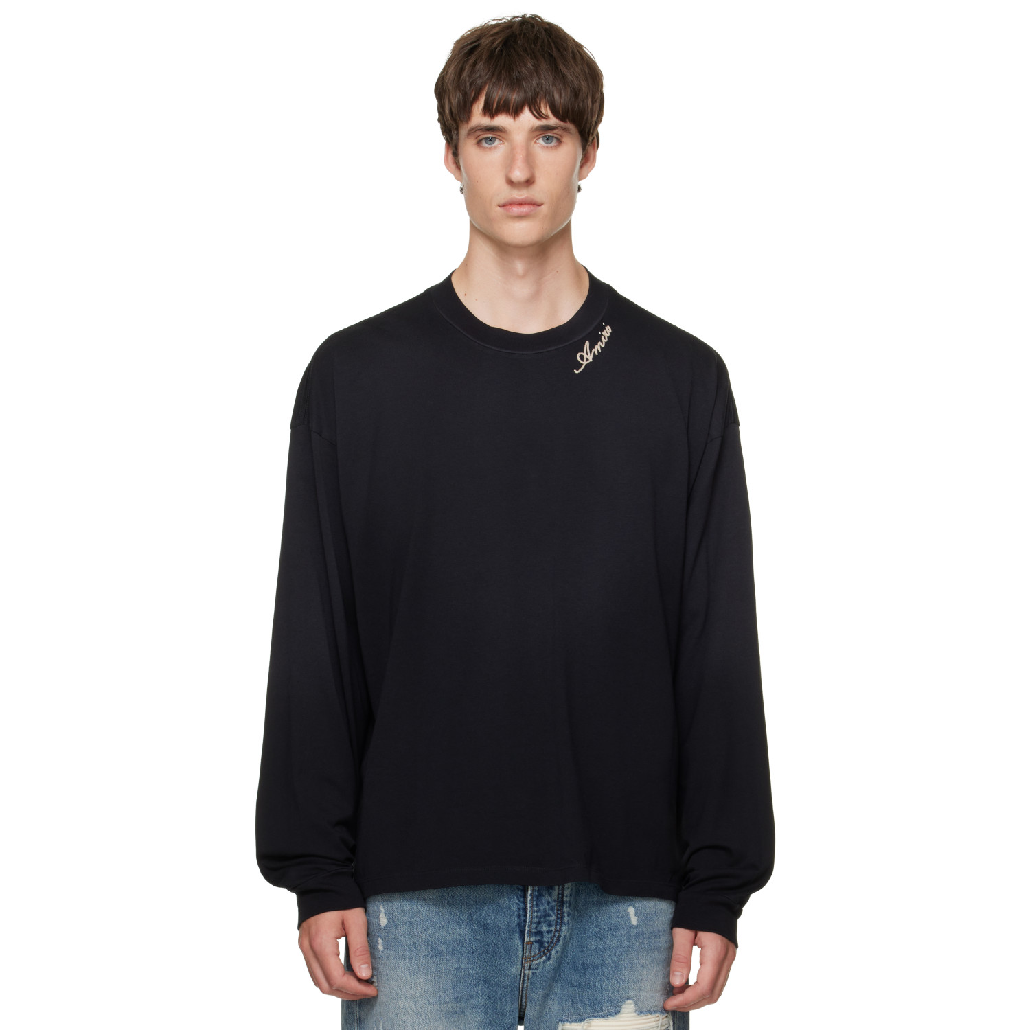 AMIRI Black 'AMIRI' Script Oversized Long Sleeve T-shirt