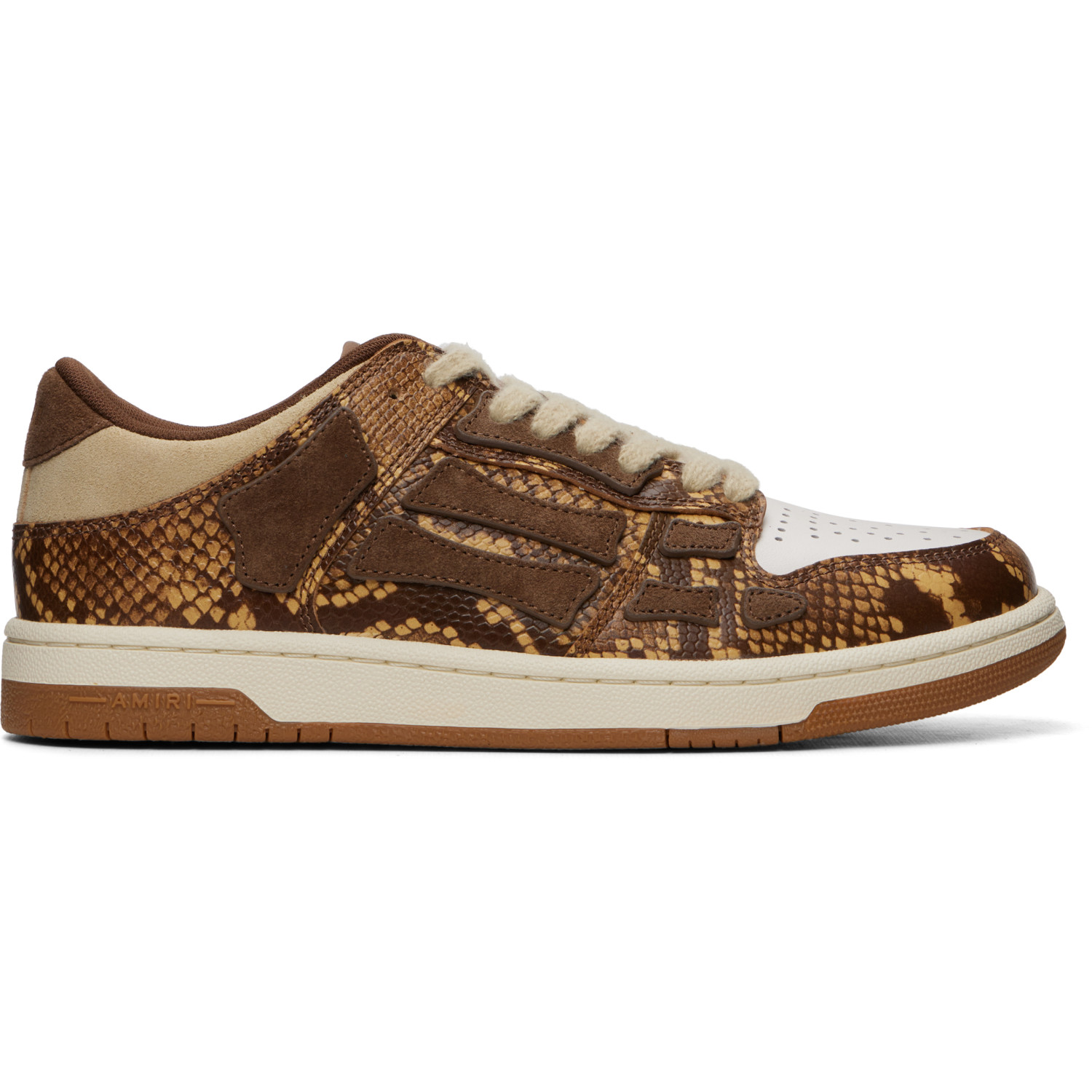 AMIRI Brown & White Printed Python Skel Top Low Sneakers