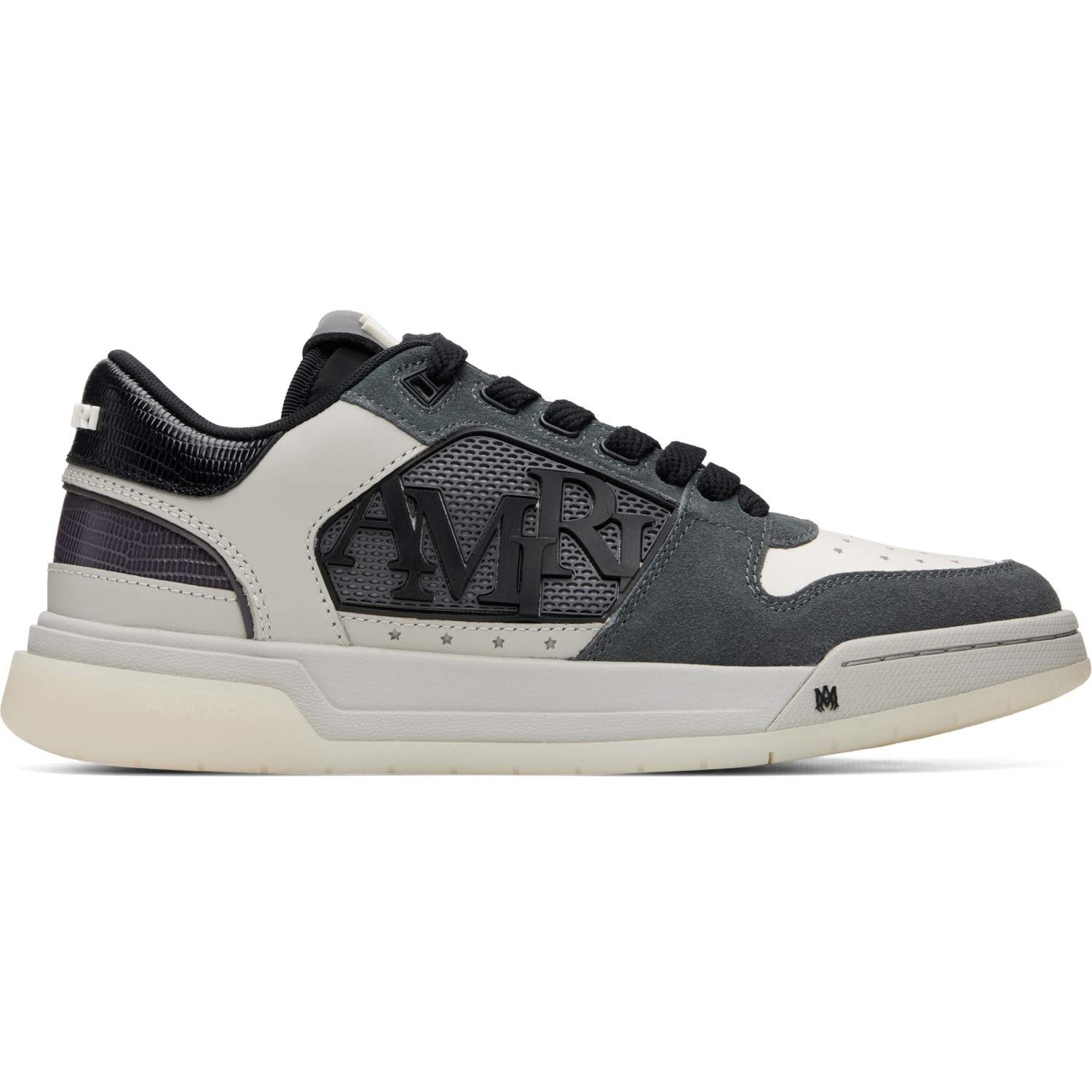 AMIRI Gray & White Pebbled Classic Low Sneakers