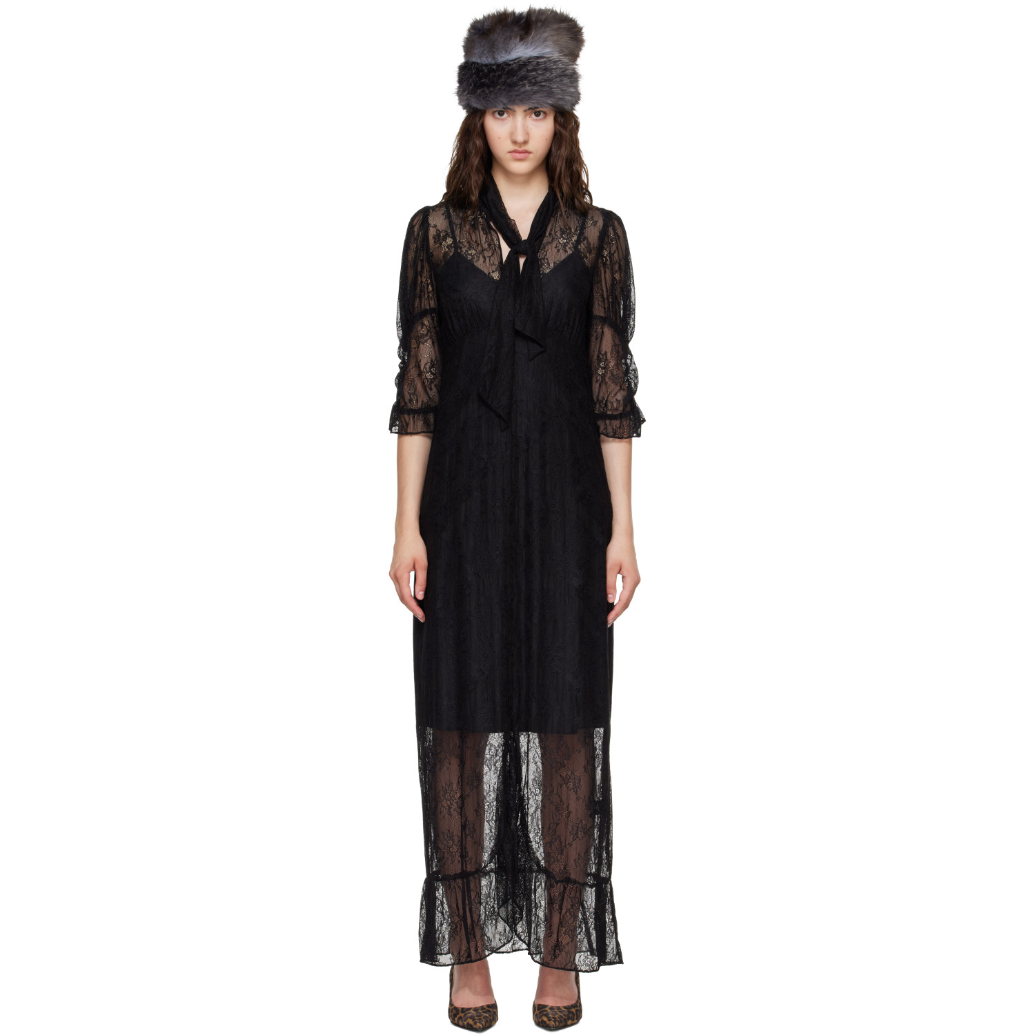 Anna Sui Black Tie Maxi Dress