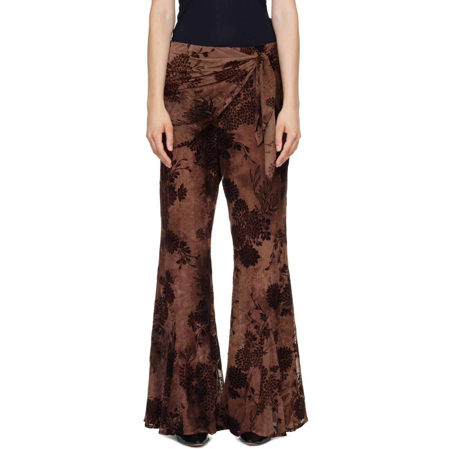 Anna Sui Brown Dahlia Tulle Lounge Pants