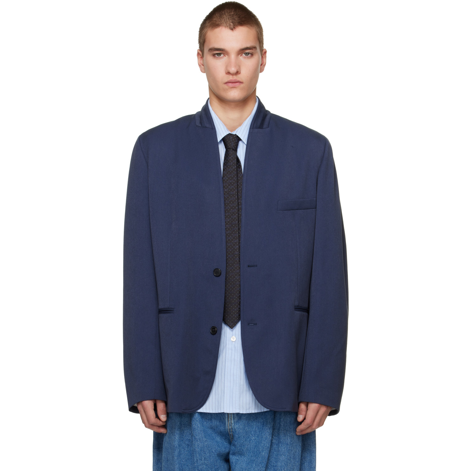 Hed Mayner Navy Shawl Blazer