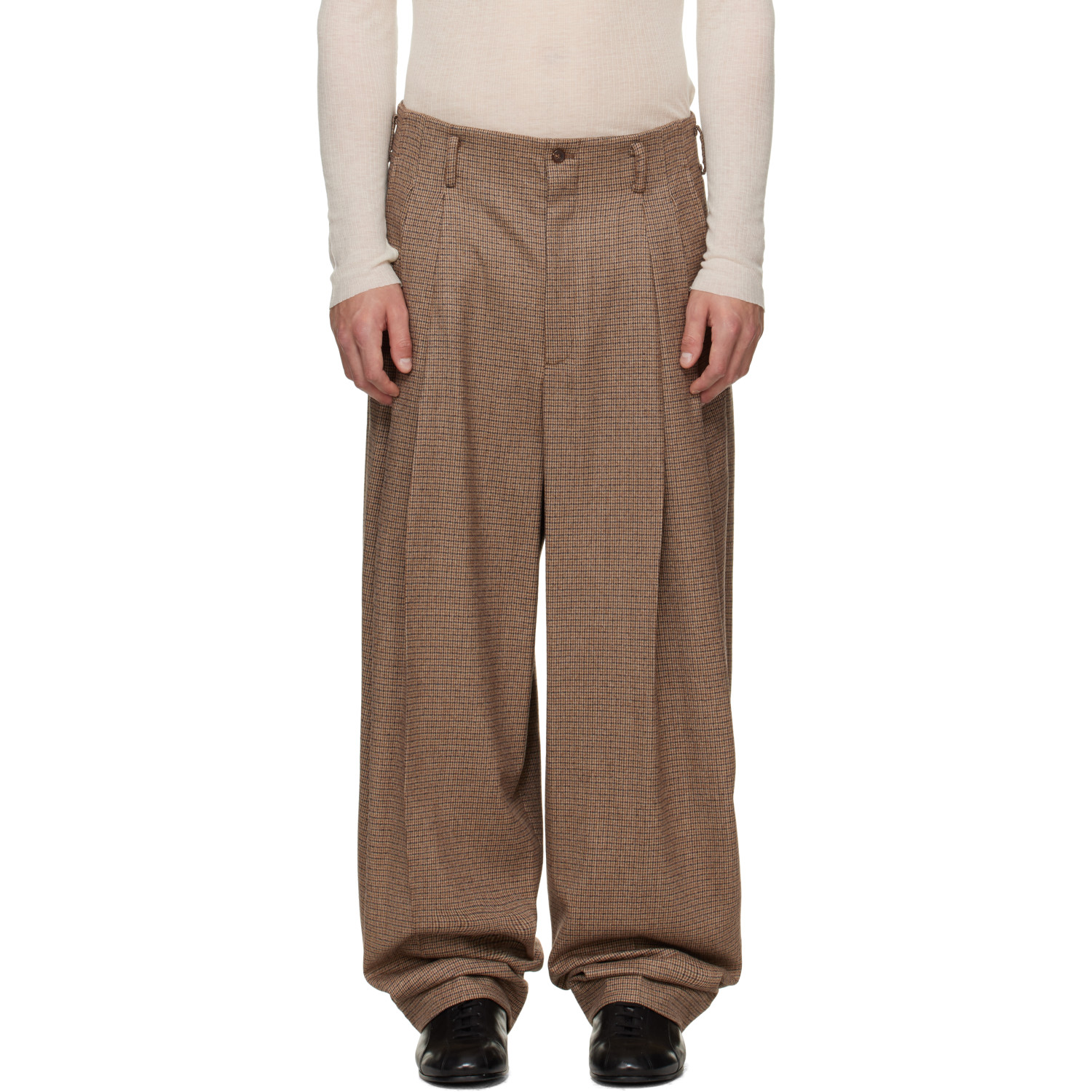 Hed Mayner Brown Check Trousers