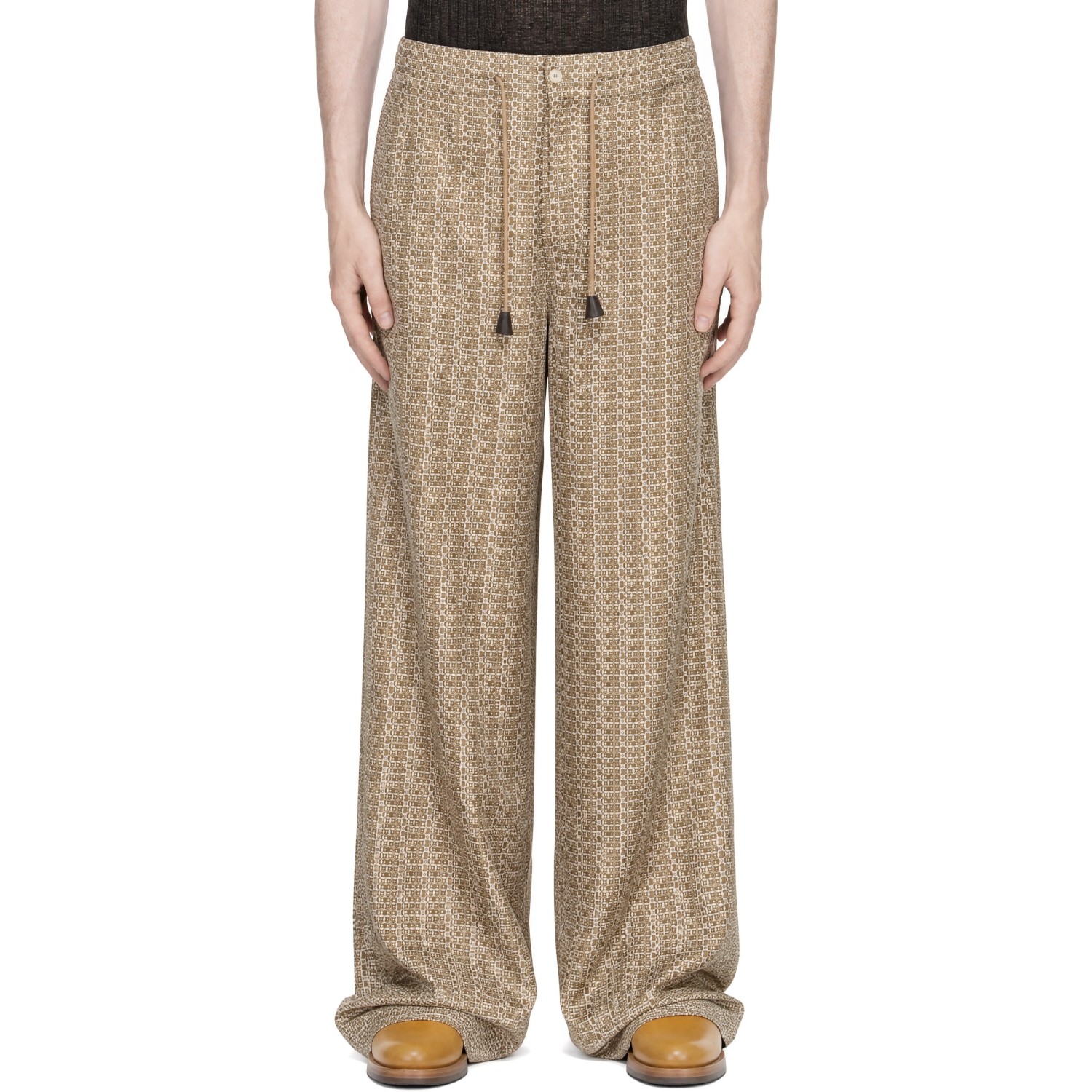 Hed Mayner Green & Beige Print Flow Trousers