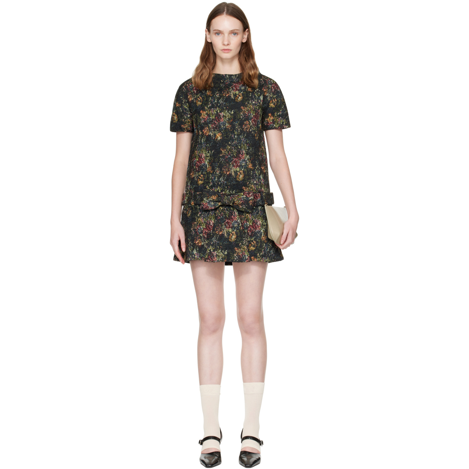 SHUSHU/TONG Multicolor Bow Detail Short-Sleeved Dress