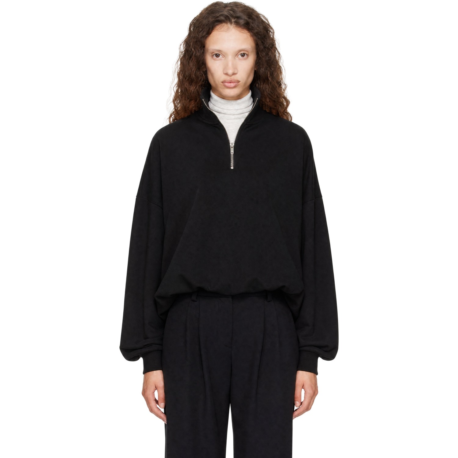 Cordera Black Balloon Quarter-zip Sweater
