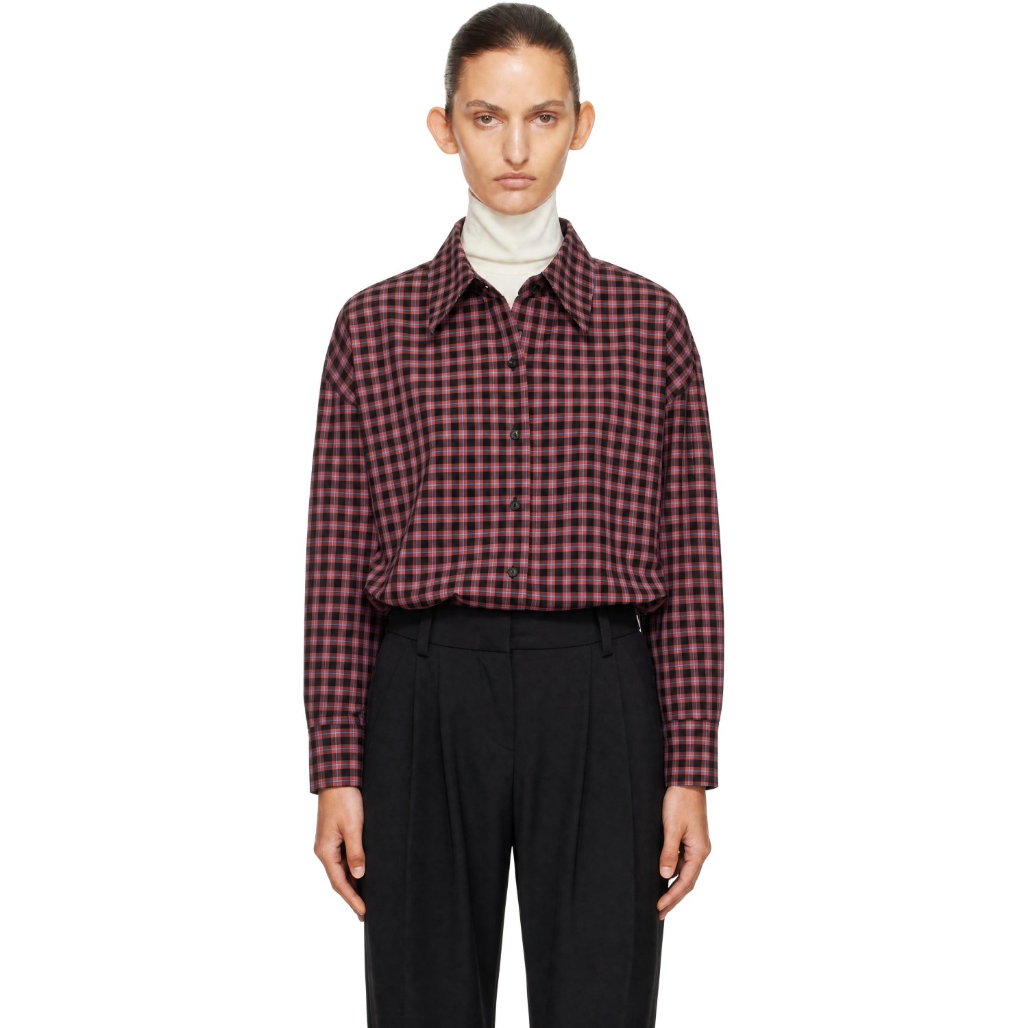 Cordera Red & Black Checked Oversized Shirt In Multi
