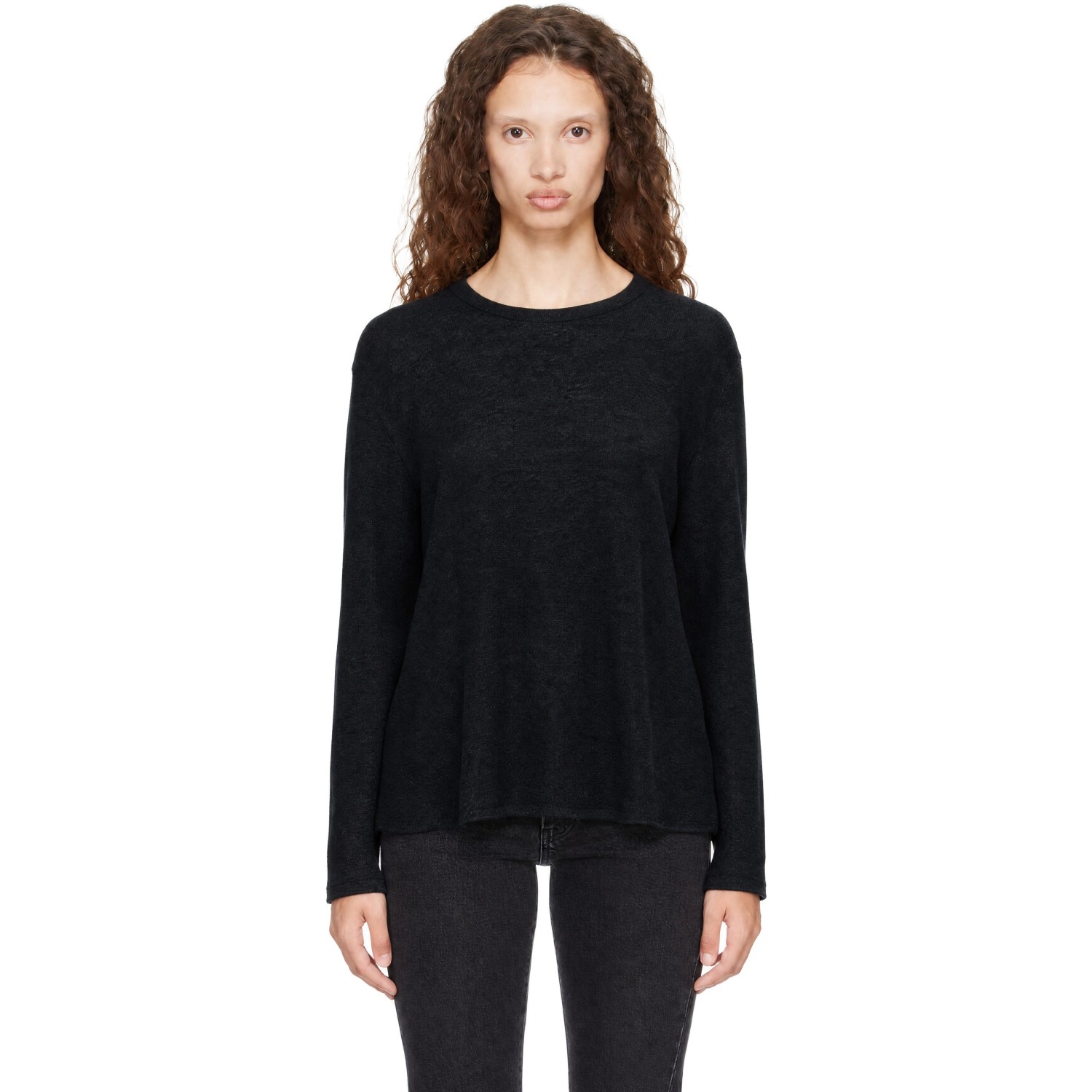 Cordera Gray Merino Wool Long-sleeve Sweater In Black