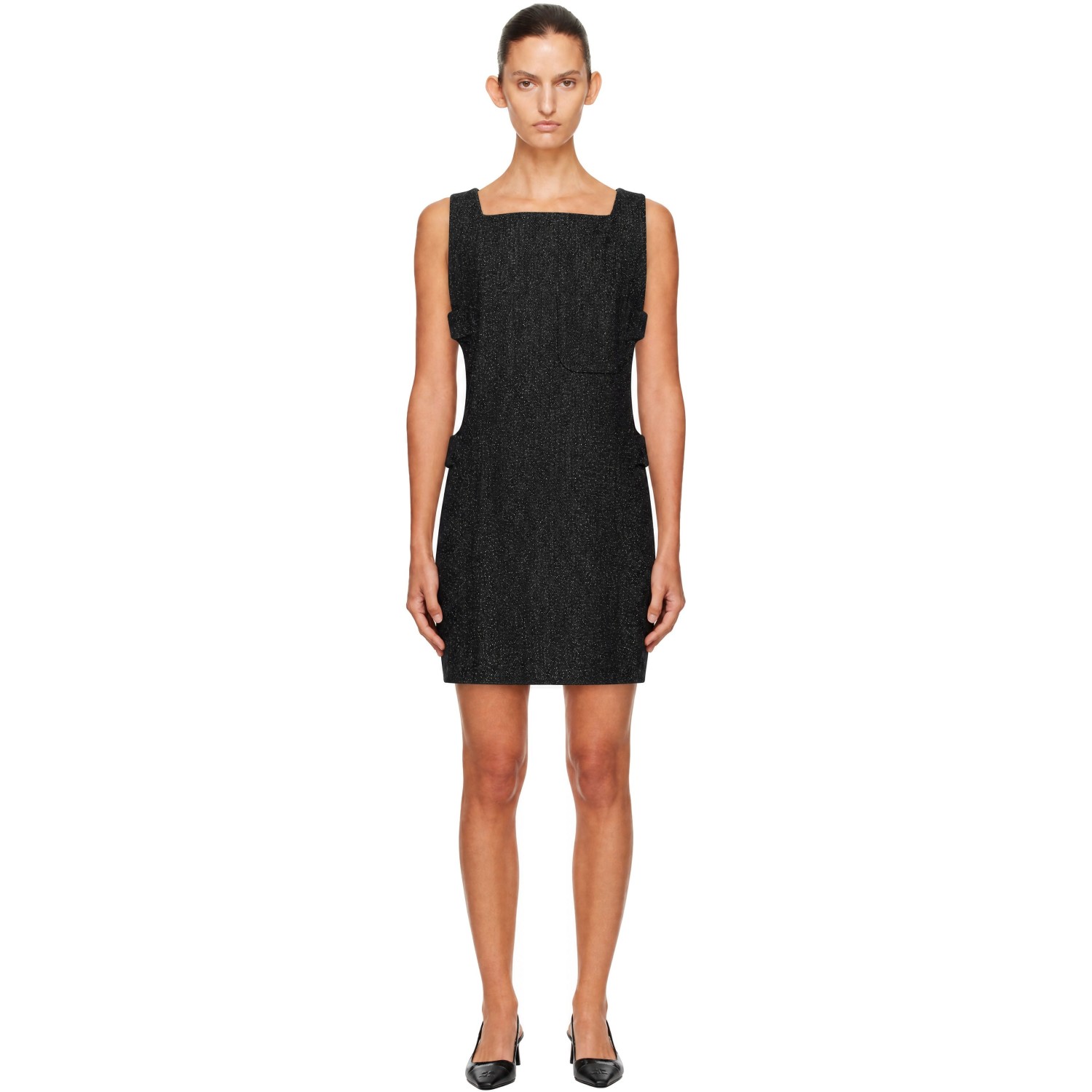 Courrèges Black Cut-Out Tweed Denim Minidress