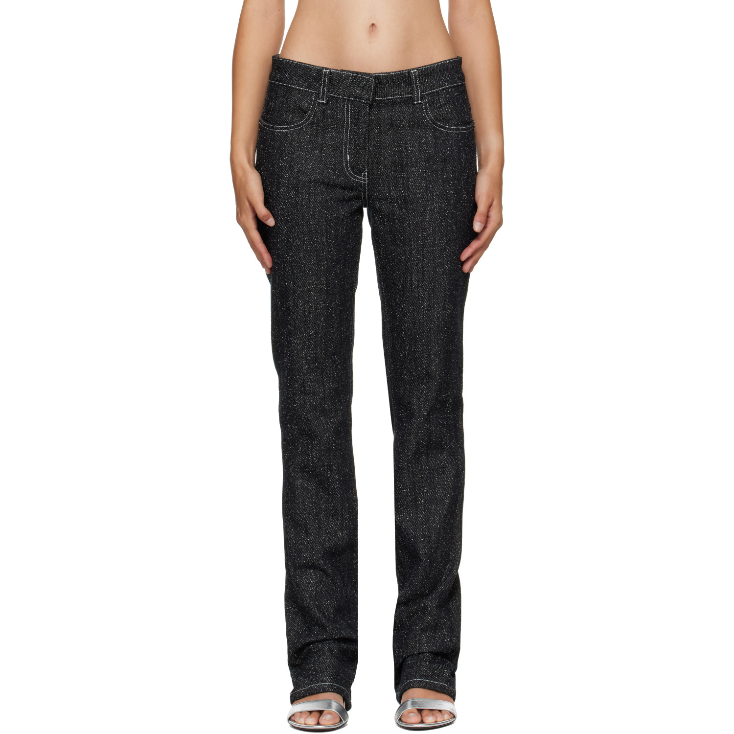 Courrèges Black Denim Tweed Straight Trousers