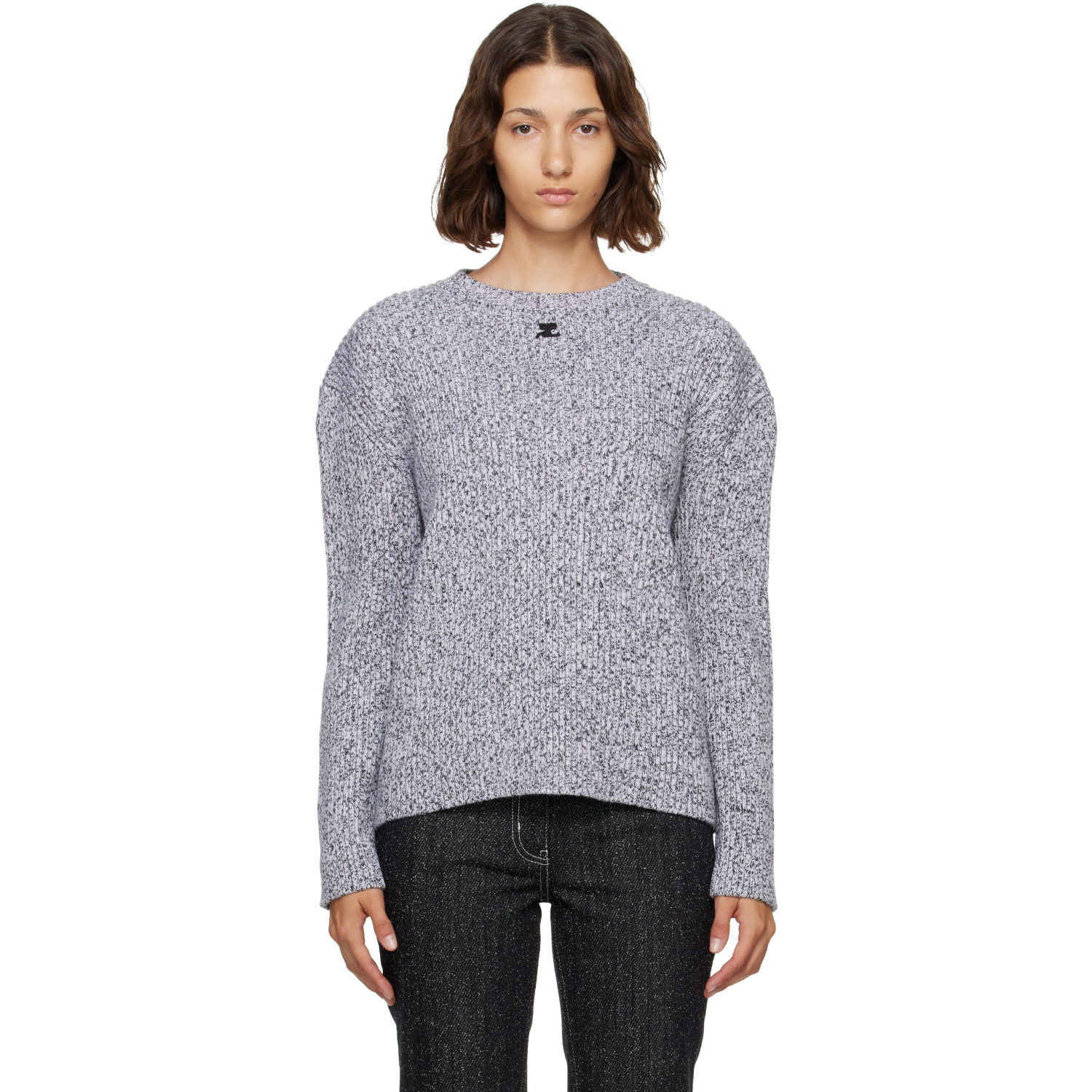 Courrèges Gray Merino Wool Crewneck Sweater