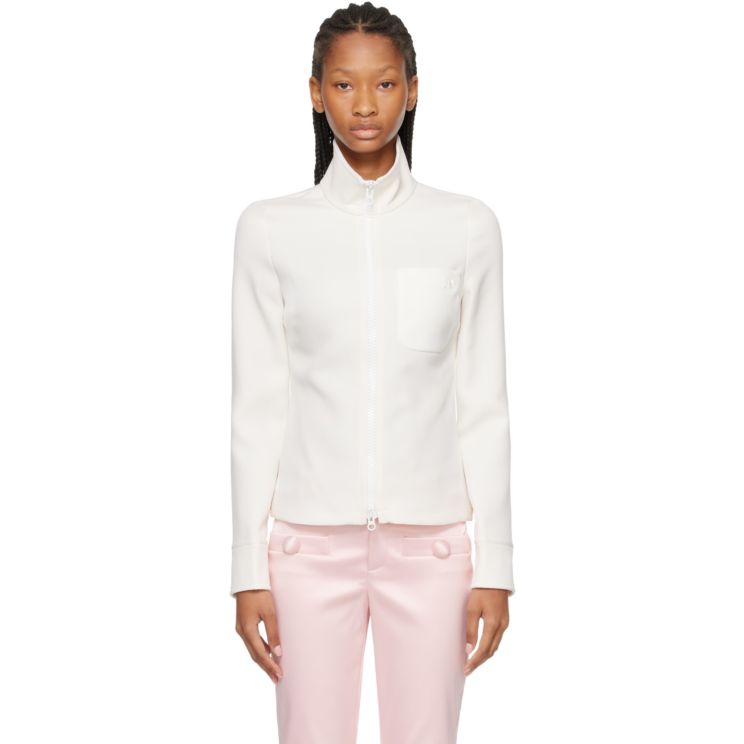 Courrèges White Zipped 1-Pocket Twill Top