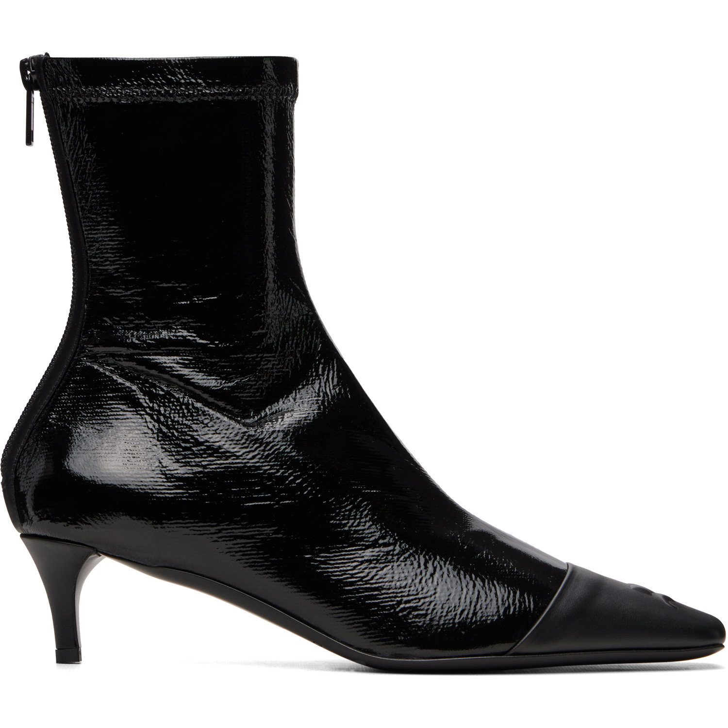 Courrèges Black Vinyl Toe Cap Ankle Boots