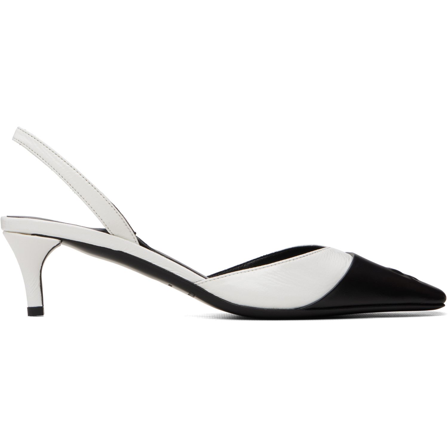 Courrèges White & Black Vinyl Toe Cap Slingback Heels