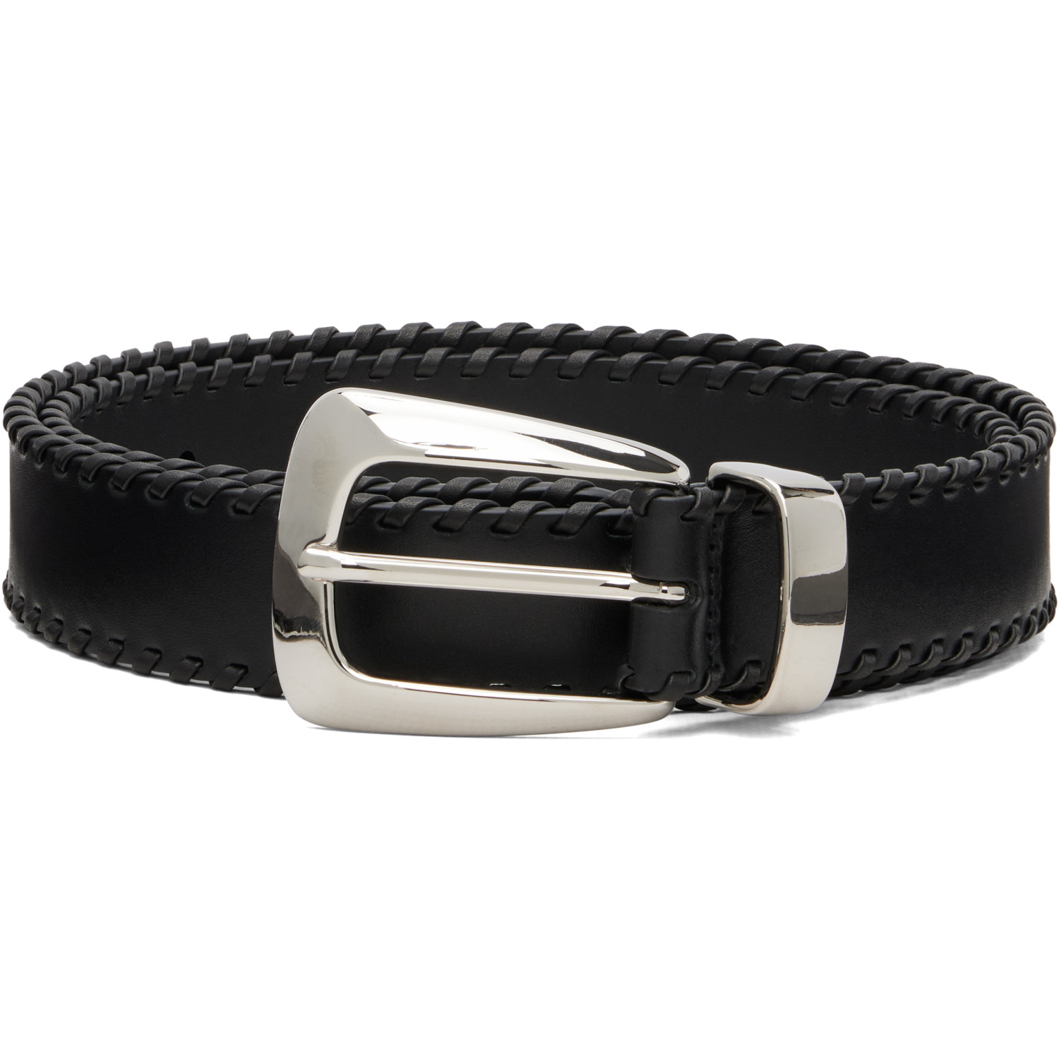 KHAITE Black Benny Whipstitch Belt