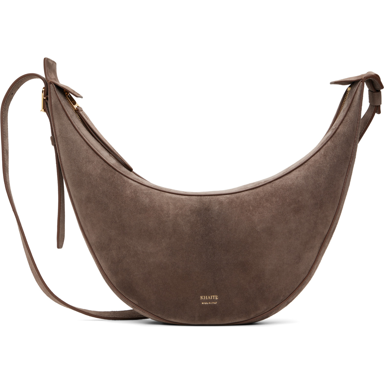 KHAITE Taupe Suede Augustina Small Crossbody Bag