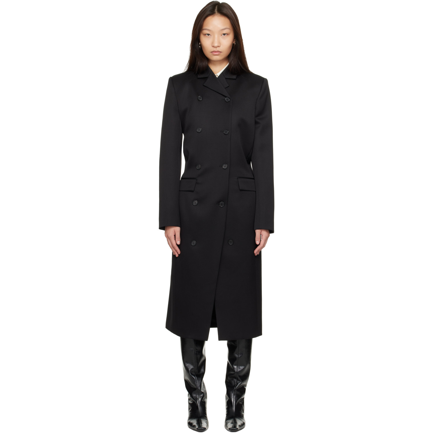 KHAITE Black Rolon Coat