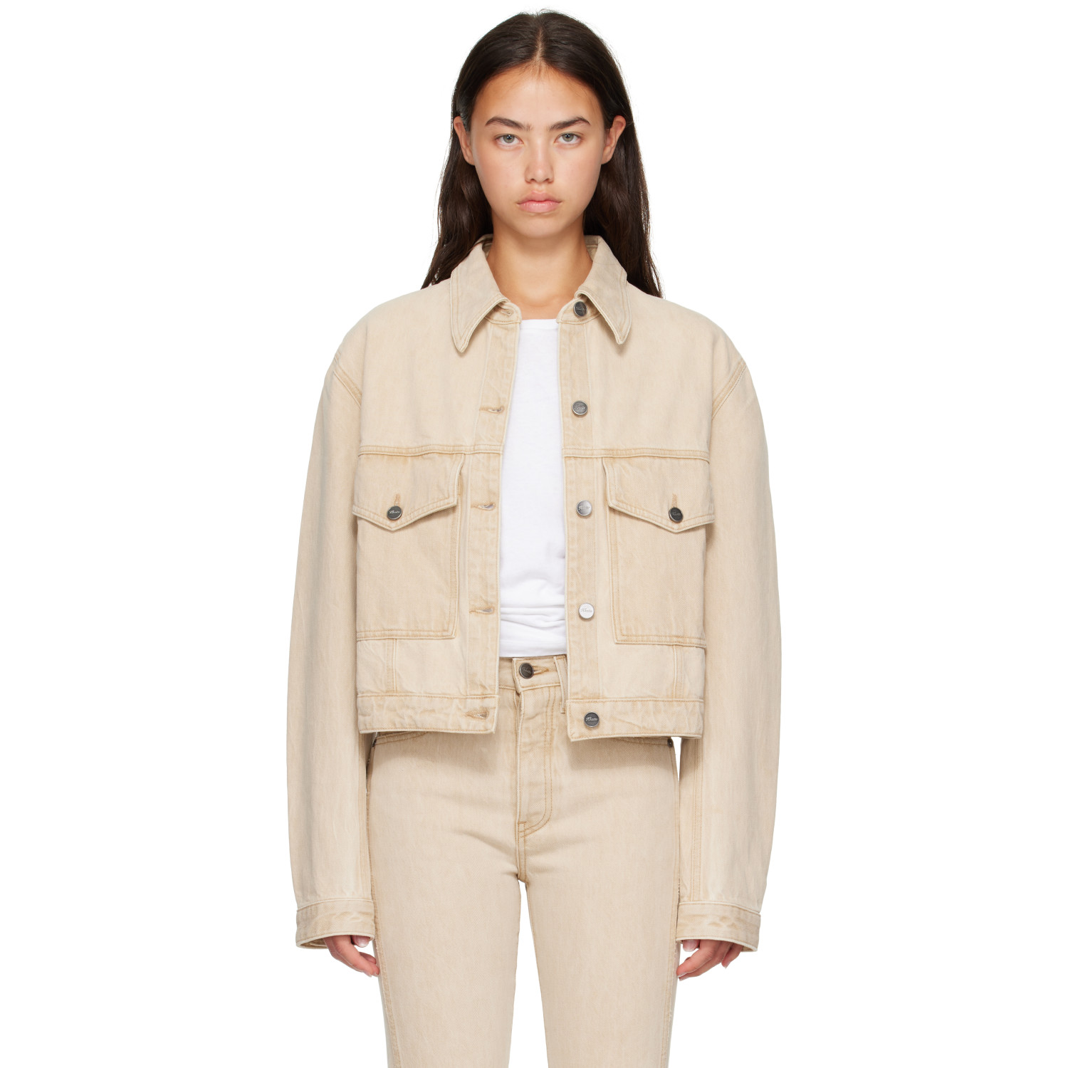 KHAITE Beige Tomer Collared Denim Jacket
