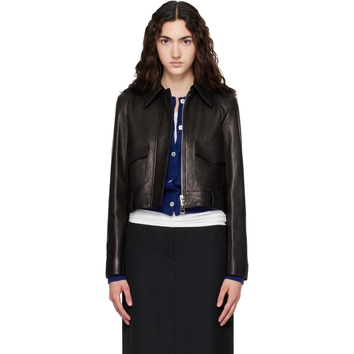 KHAITE Black Cordelia Leather Jacket