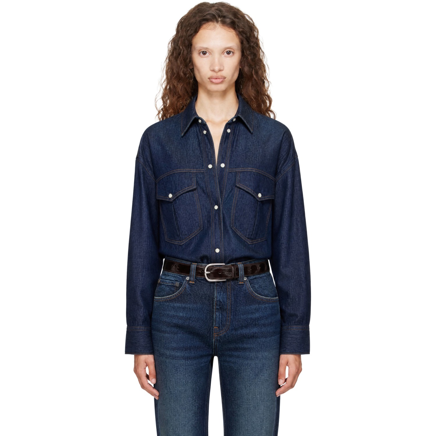 KHAITE Navy Christensen Shirt