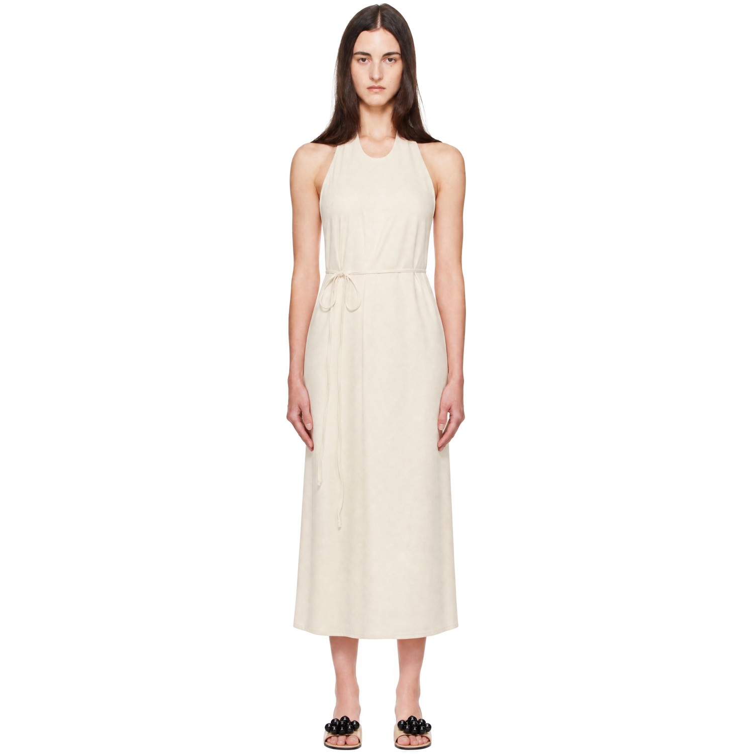 Baserange Off-white Apron Midi Dress In Off White