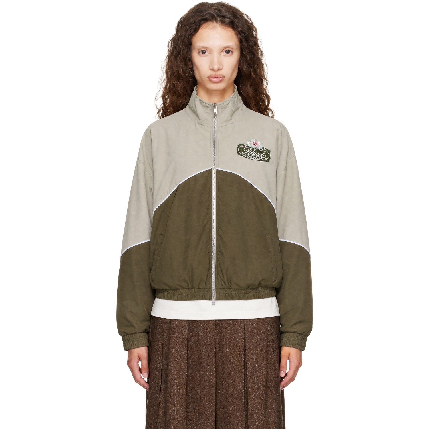 Rhude Khaki & Taupe Desert Racing Track Jacket
