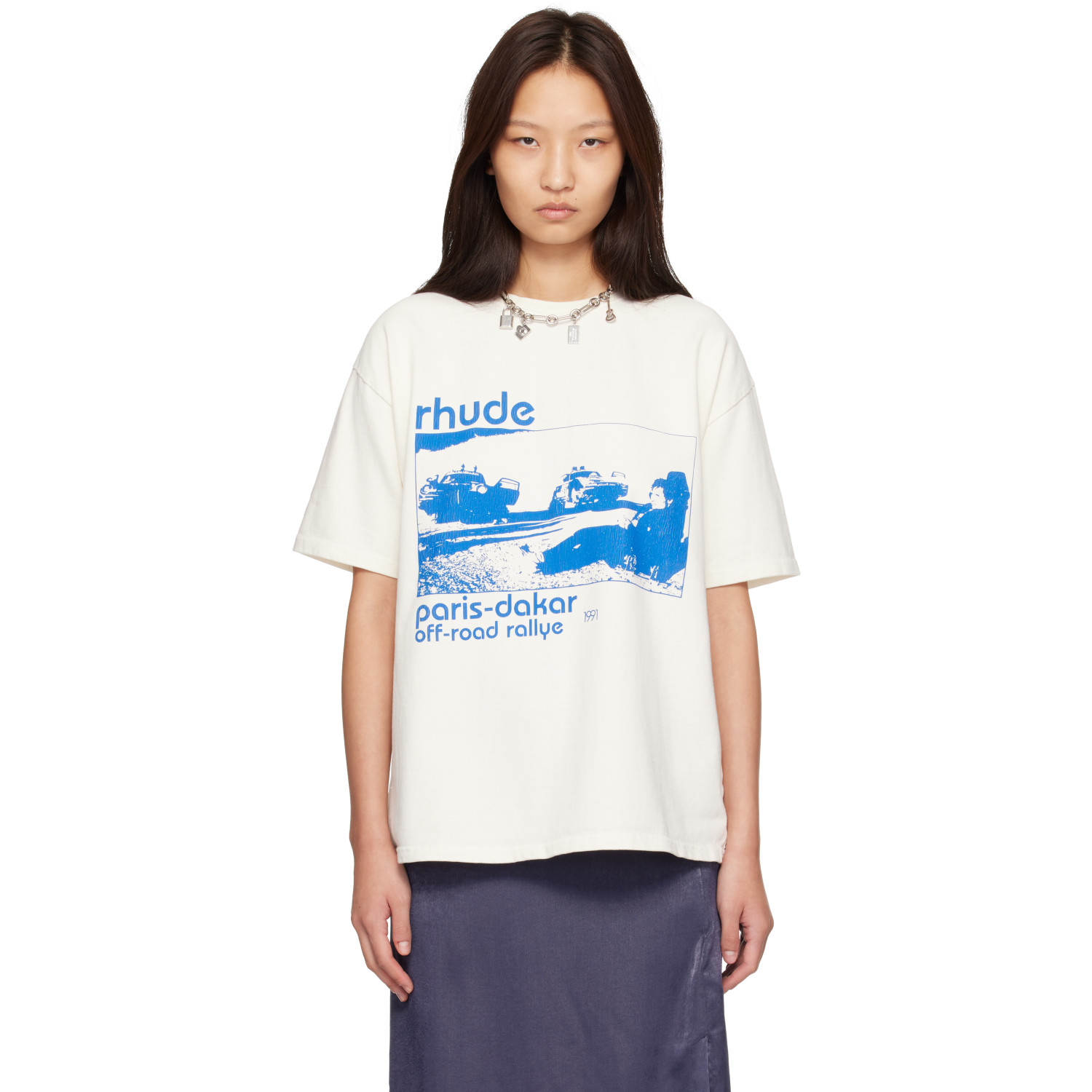 Rhude White Trail Of Dust T-shirt In 6184vintage White /