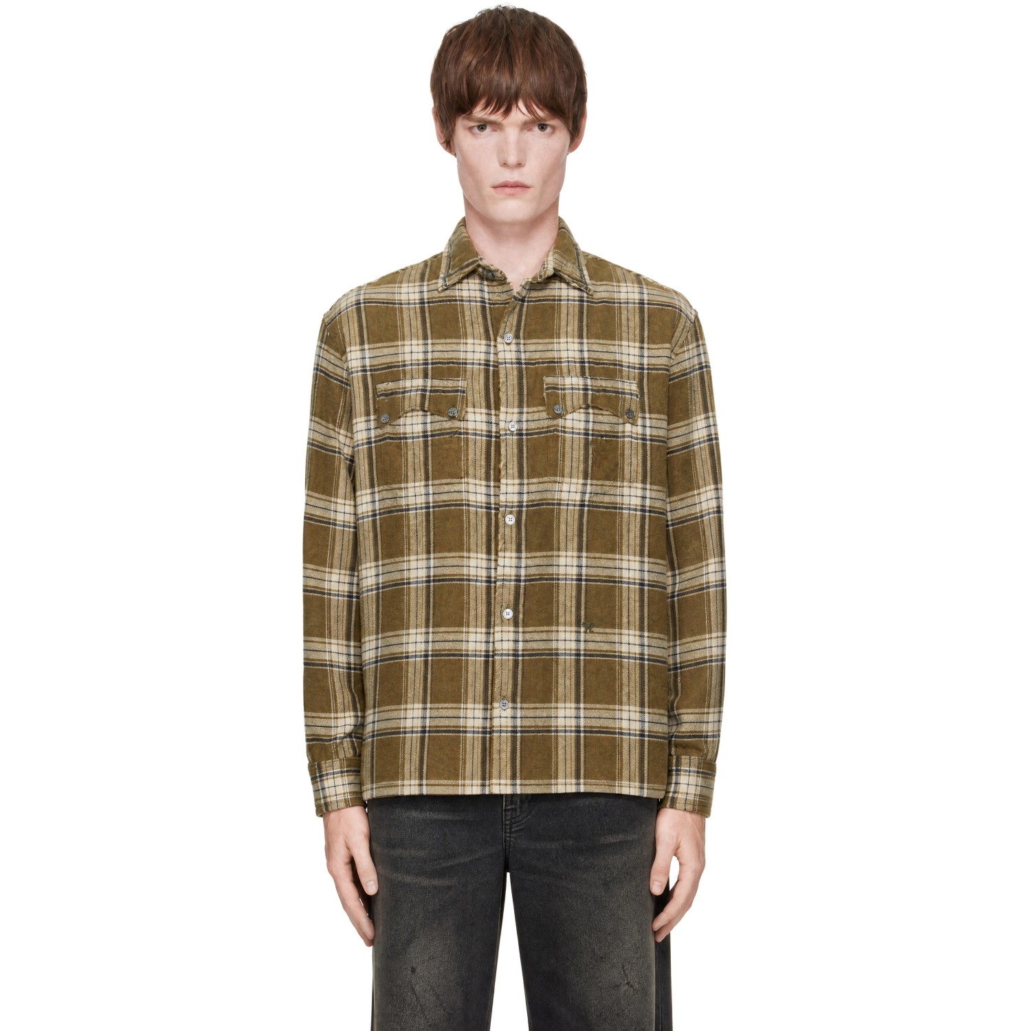 Rhude Green Aviabi Cargo Long Sleeve Flannel Shirt