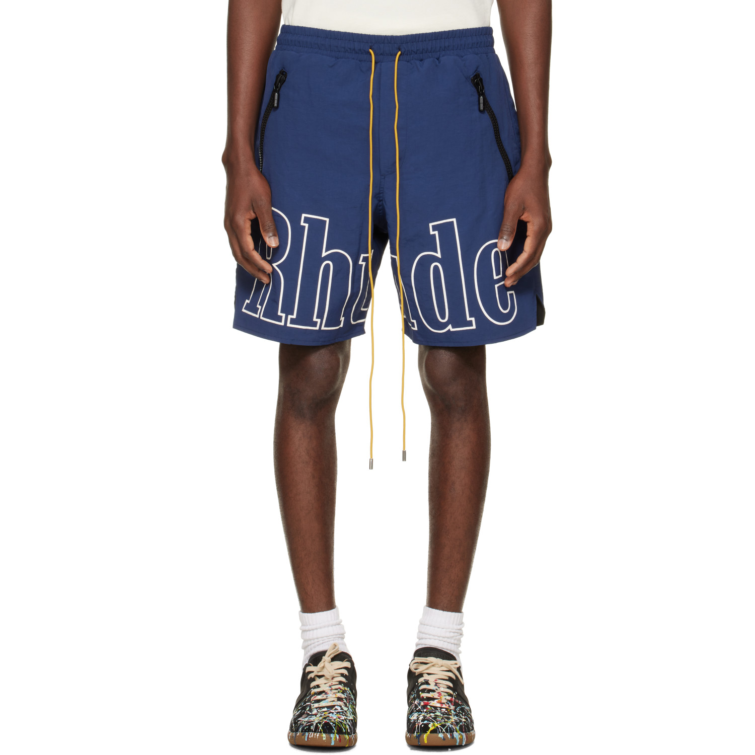 Rhude Navy 'RH' Logo Shorts