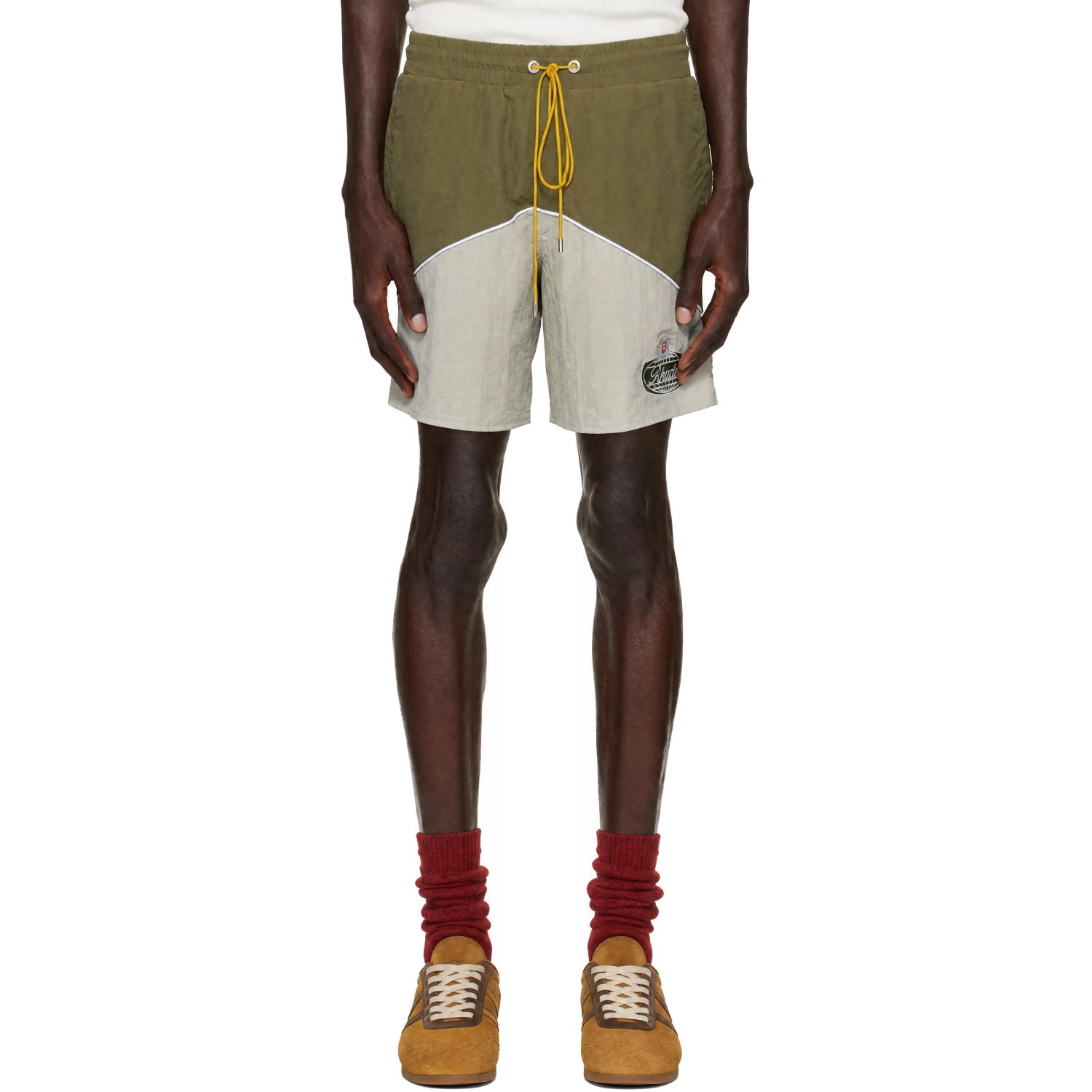 Rhude Khaki Desert Racing Track Shorts