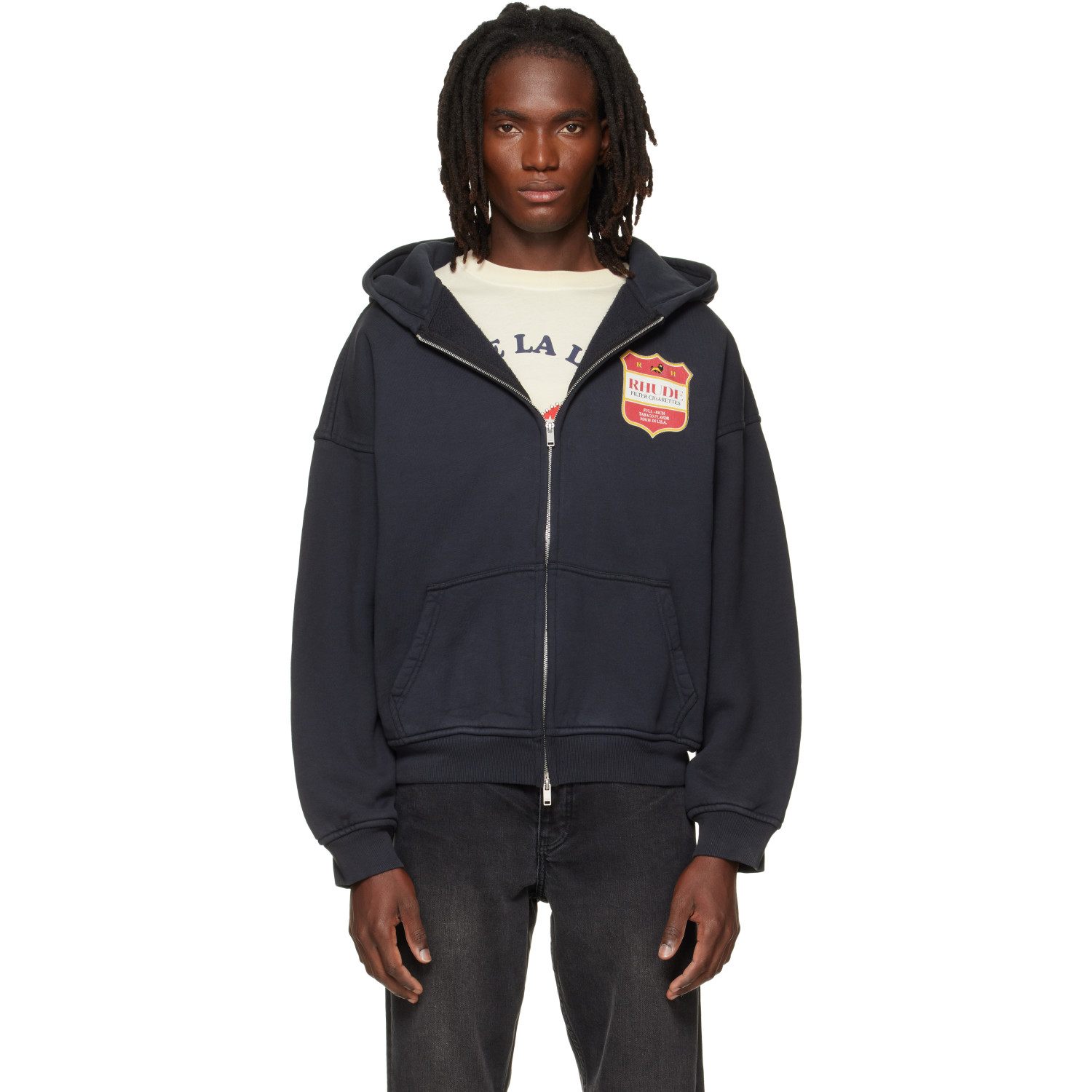Rhude Black Filtaro Crest Zip-Up Hoodie