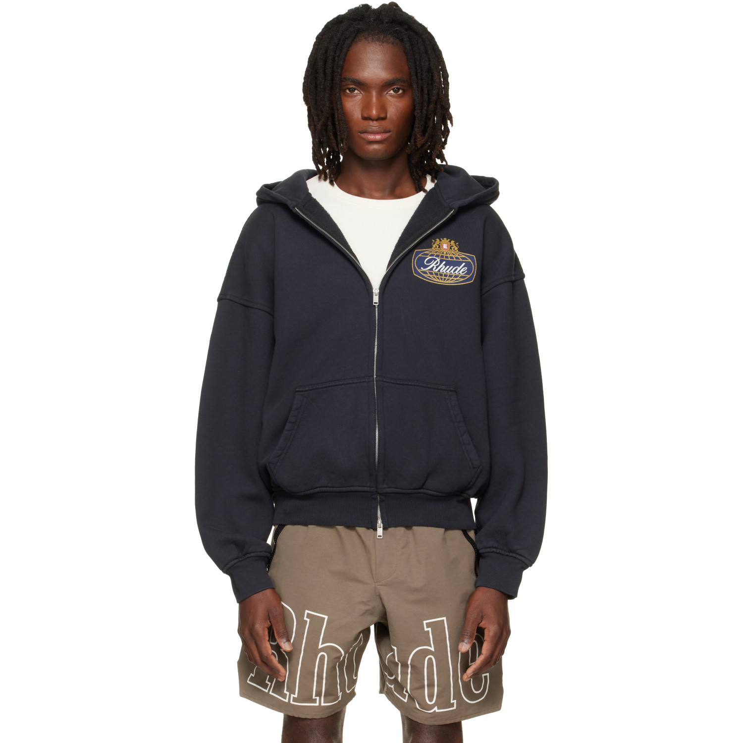 Rhude Balck 'Rhude Safari Crest' Zip-Up Hoodie