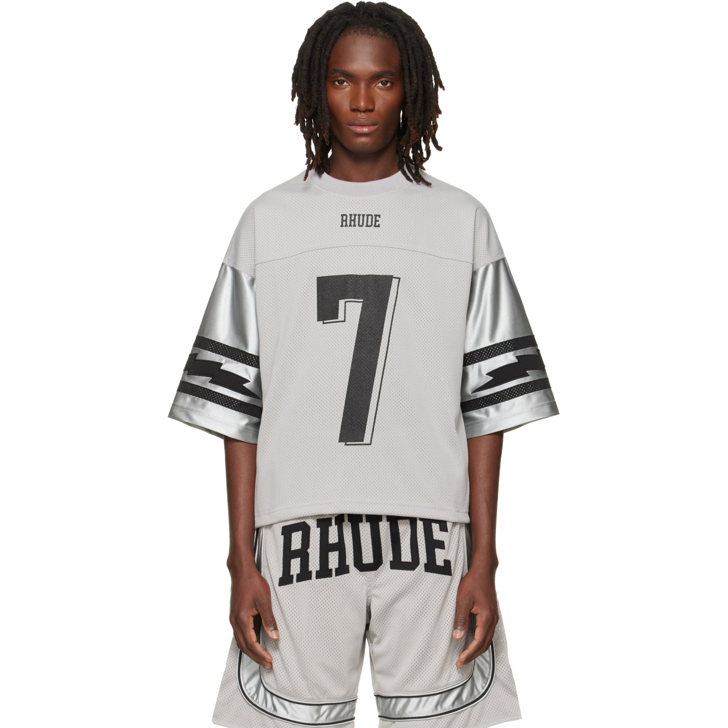Rhude Gray Lightning Football Jersey
