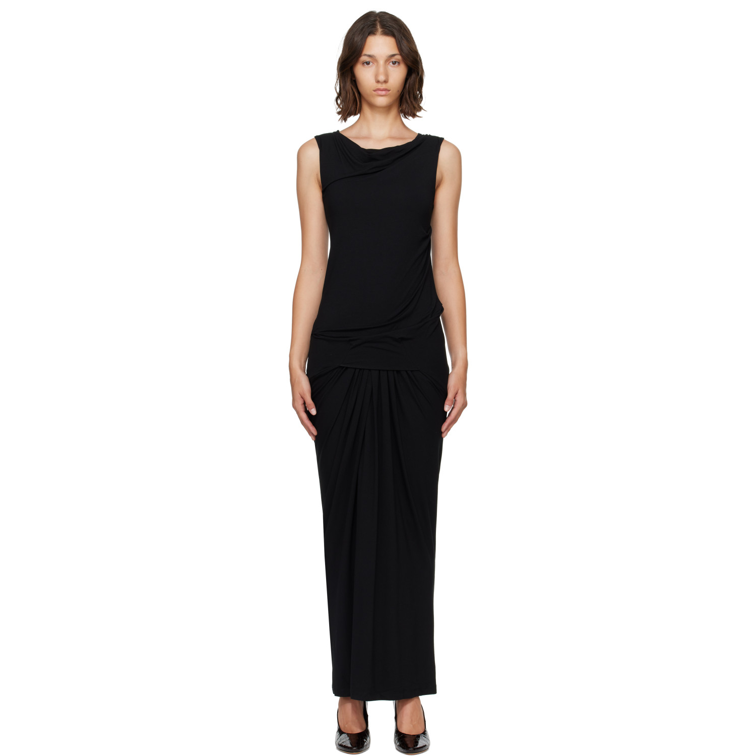 Entire Studios Black Drape Maxi Dress