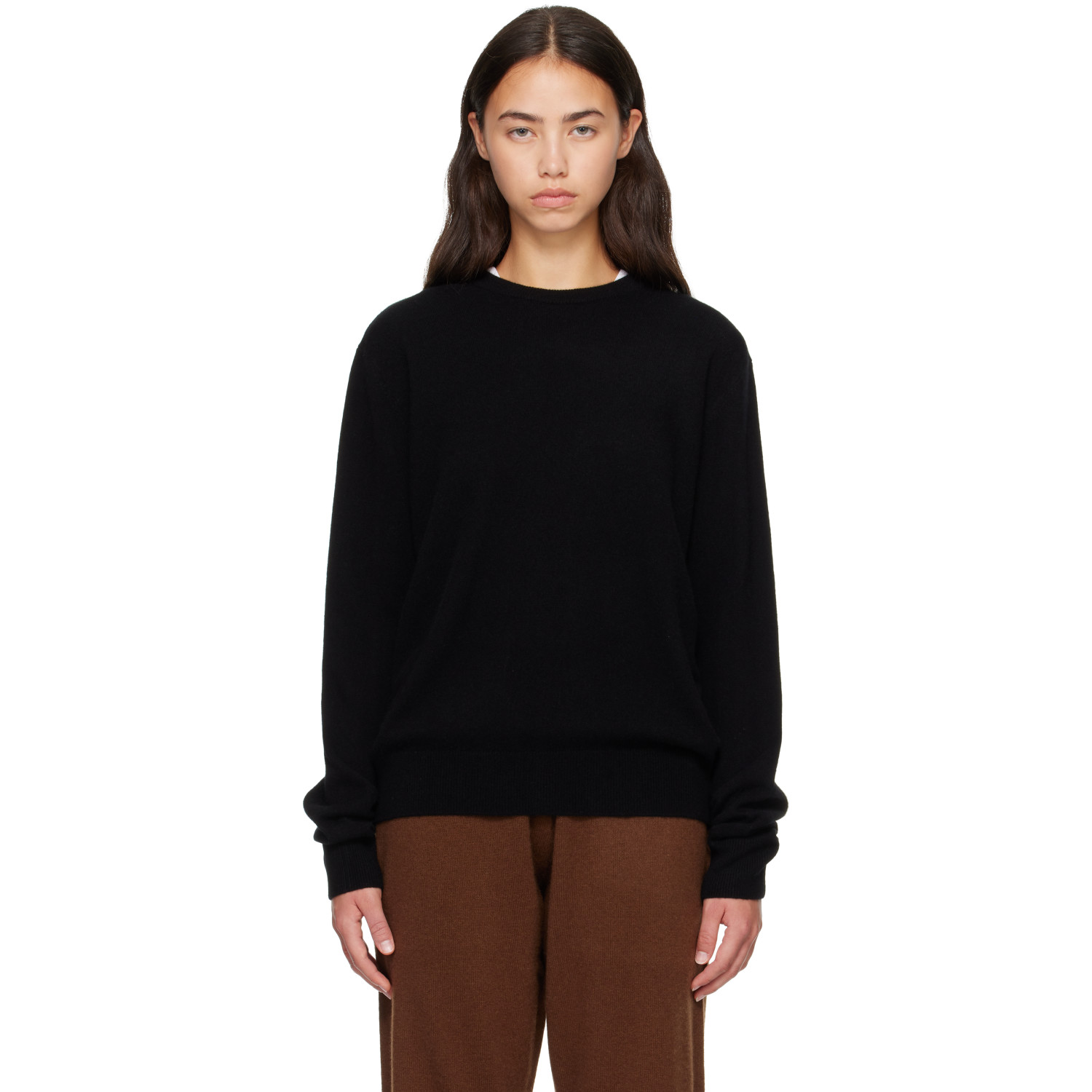 Entire Studios Black Knit Cashmere Crewneck Sweater