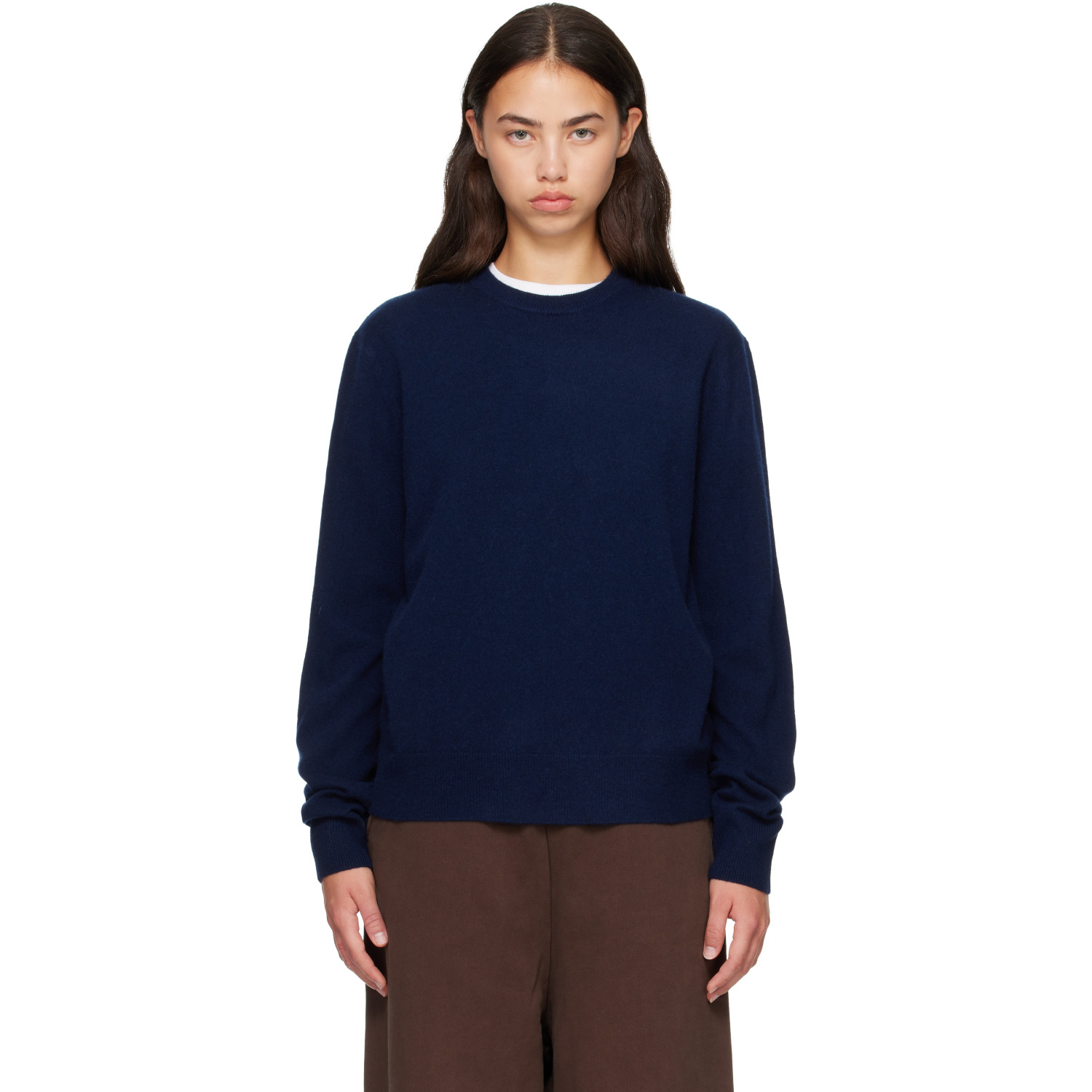 Entire Studios Navy Knit Cashmere Crewneck Sweater