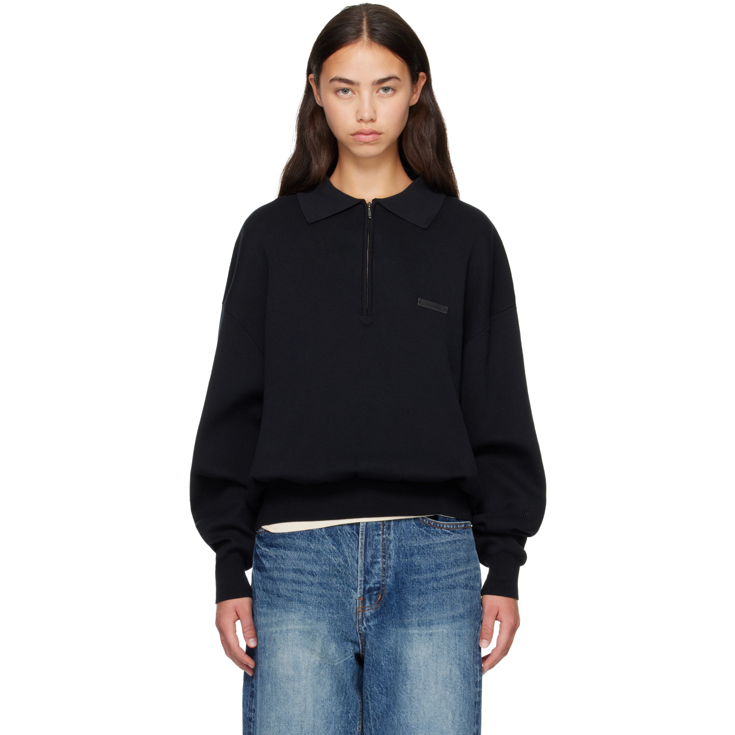 Entire Studios Black LS Club Polo