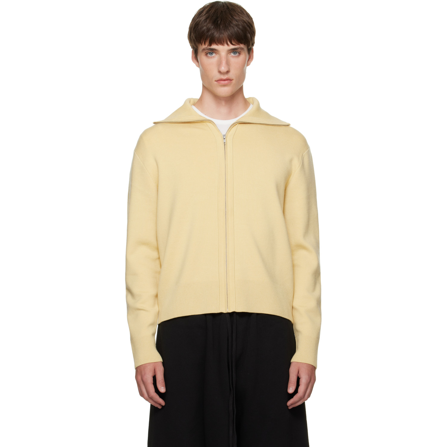 Entire Studios Yellow Knit Zip Up Cardigan