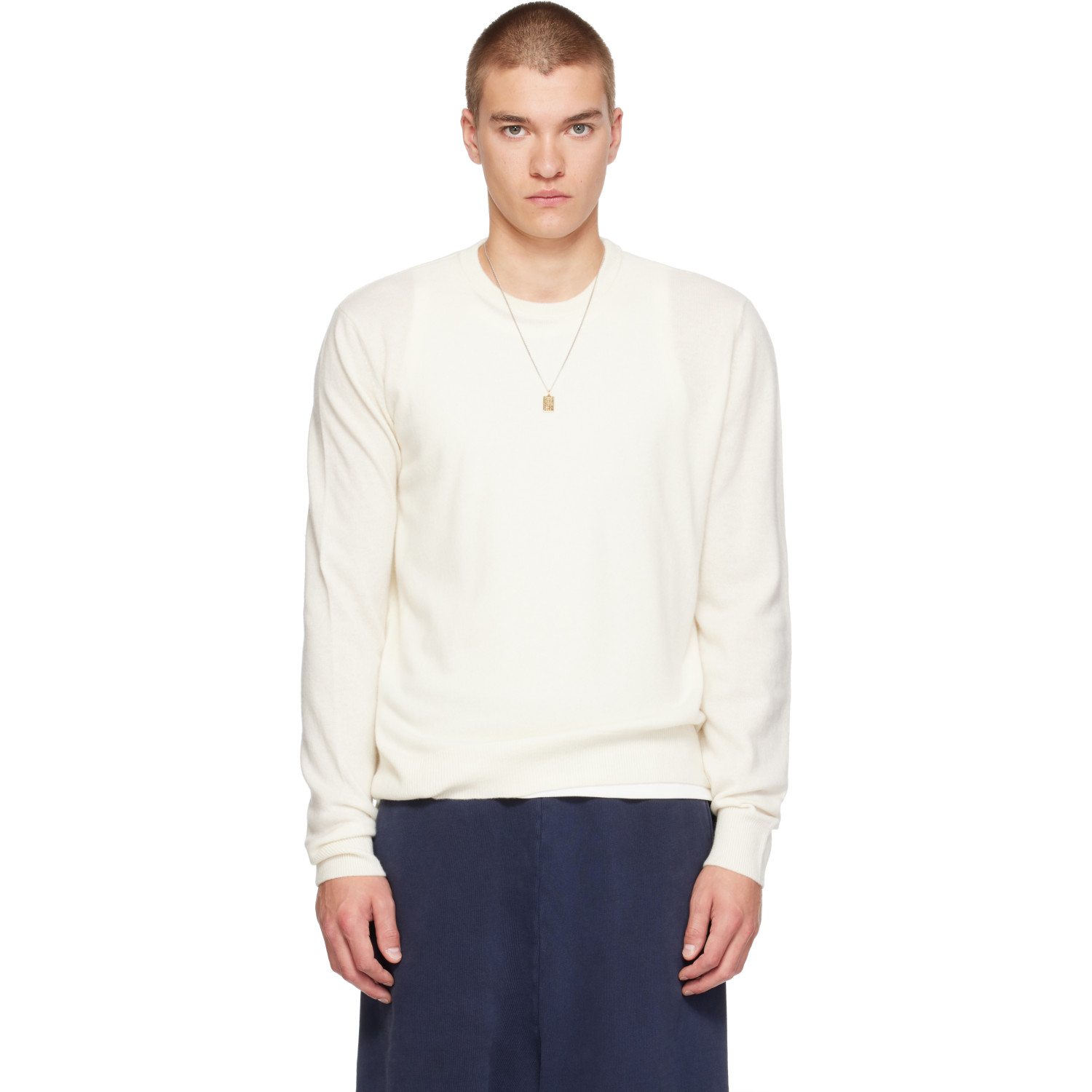 Entire Studios Off-White Knit Cashmere Crewneck Sweater