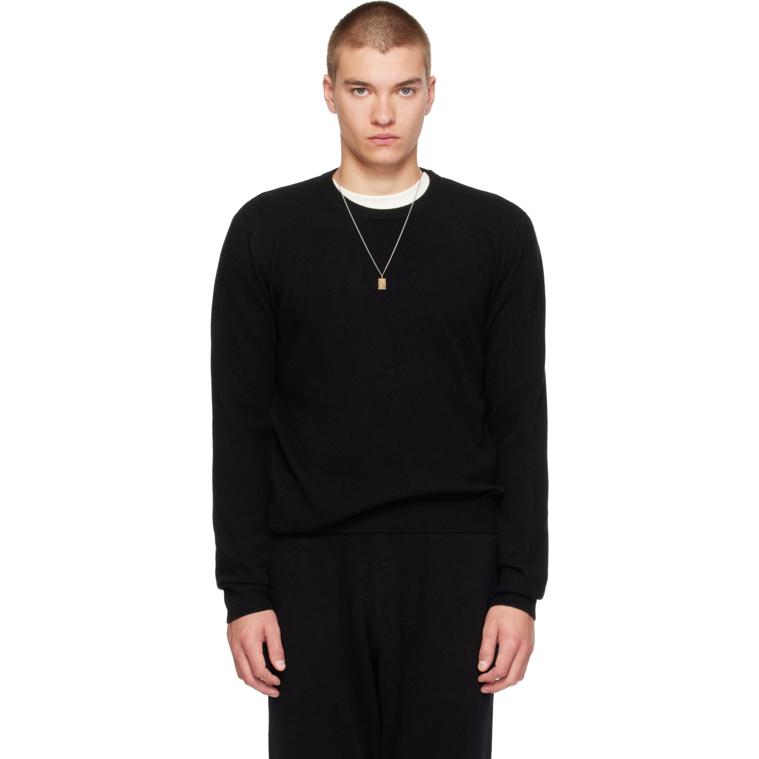 Entire Studios Black Knit Cashmere Crewneck Sweater