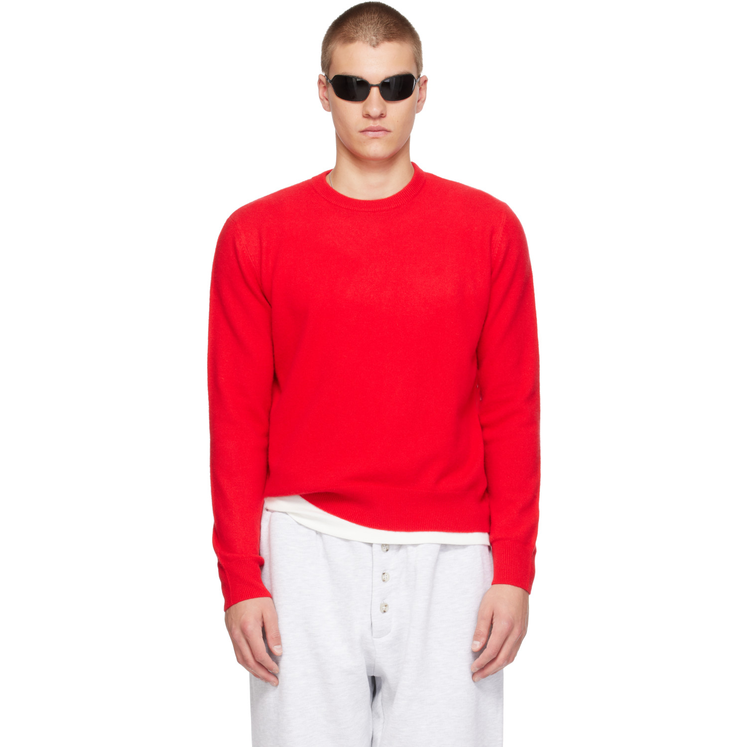 Entire Studios Red Knit Cashmere Crewneck Sweater