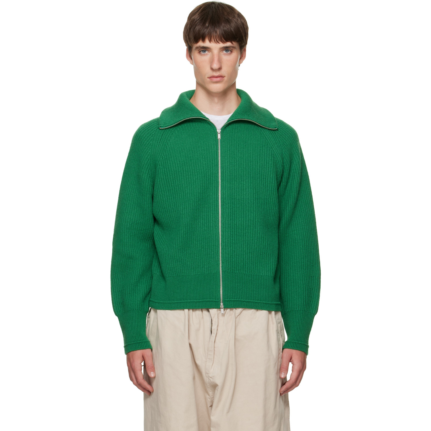 Entire Studios Green Blimp Full Zip Sweater