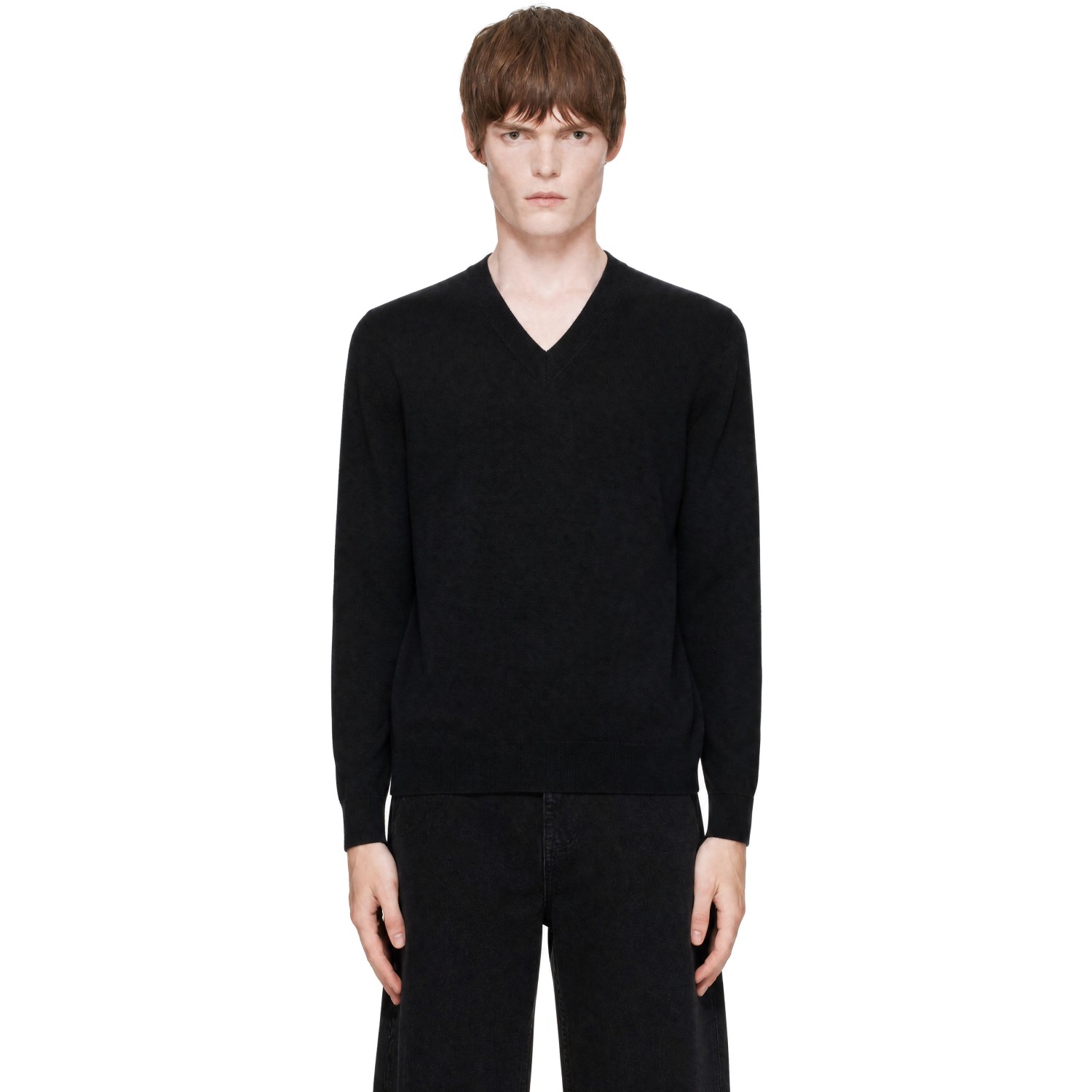 Entire Studios Black Knit Cashmere V-Neck Sweater