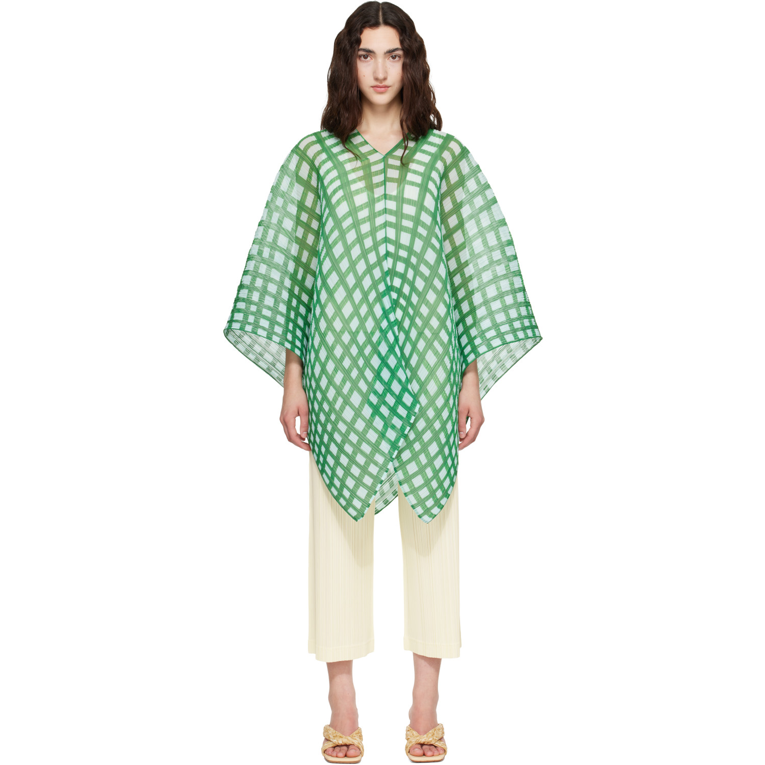 PLEATS PLEASE ISSEY MIYAKE Green Basket Madame-T Scarf