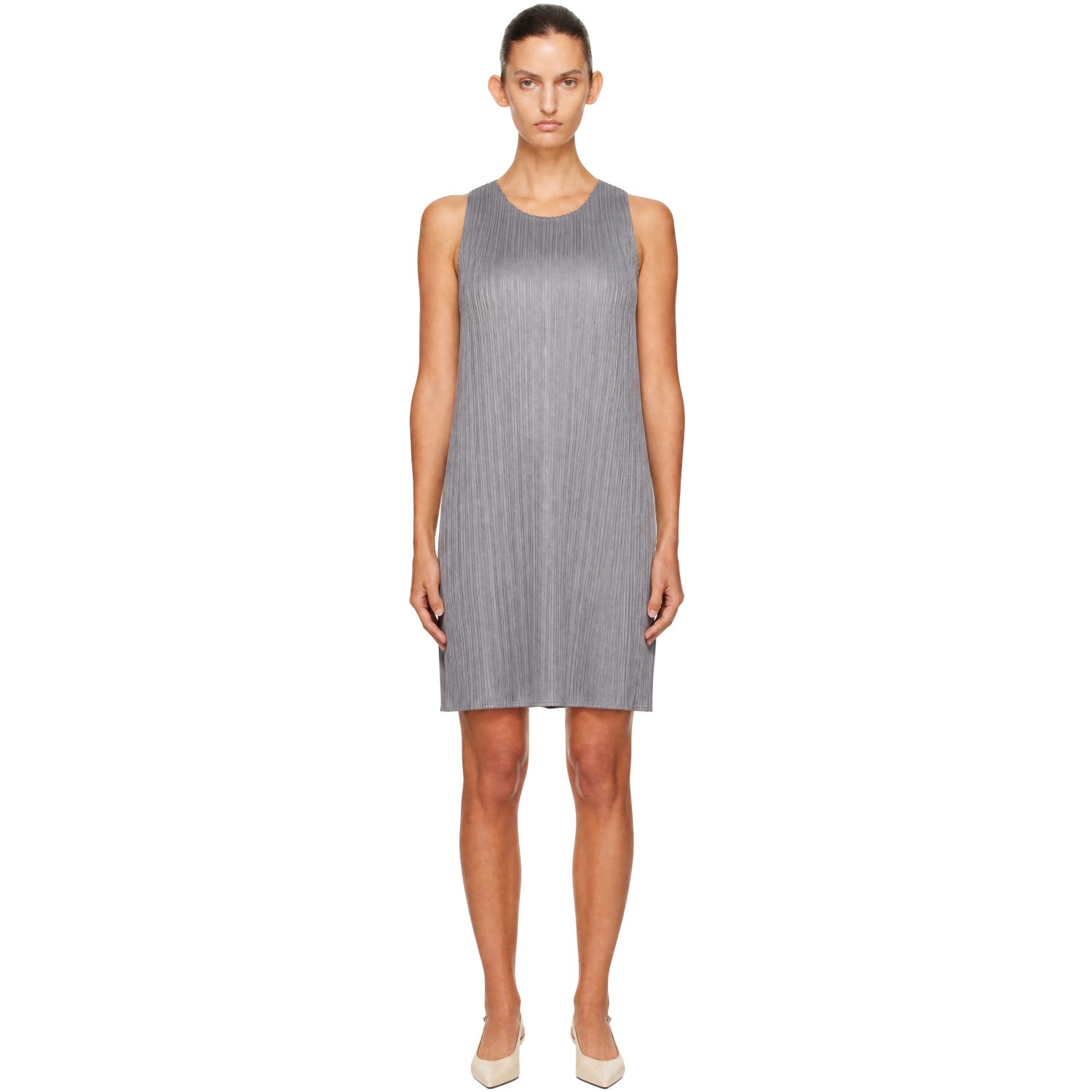 PLEATS PLEASE ISSEY MIYAKE Gray Basics Minidress