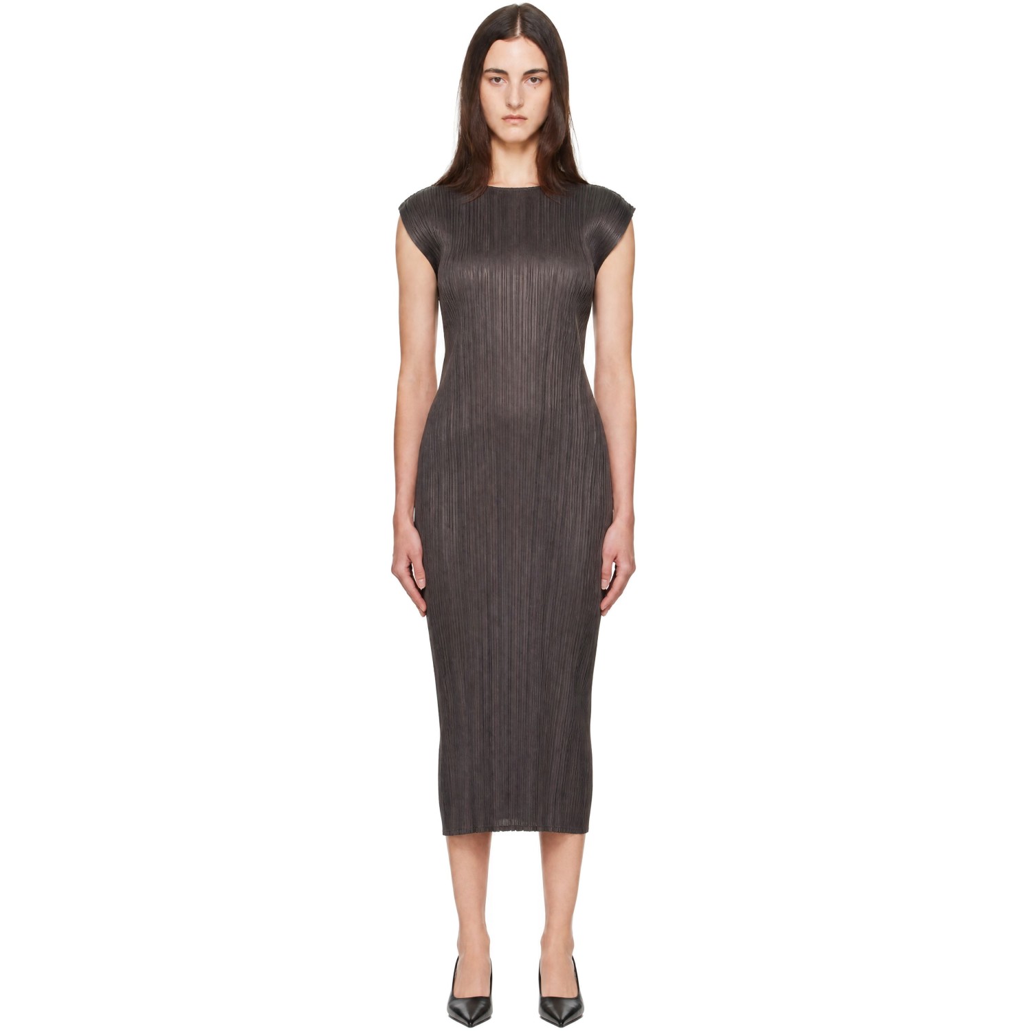 PLEATS PLEASE ISSEY MIYAKE Gray Monthly Colors June Midi Dress