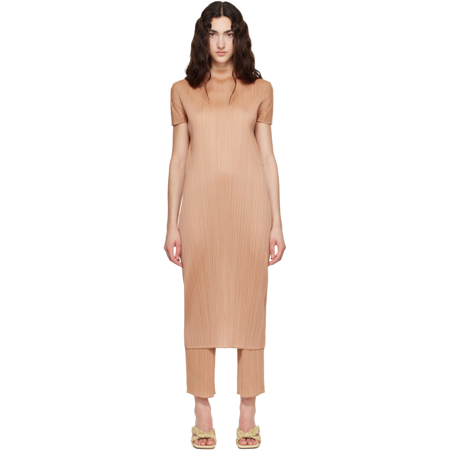PLEATS PLEASE ISSEY MIYAKE Pink Monthly Colors June Midi Dress